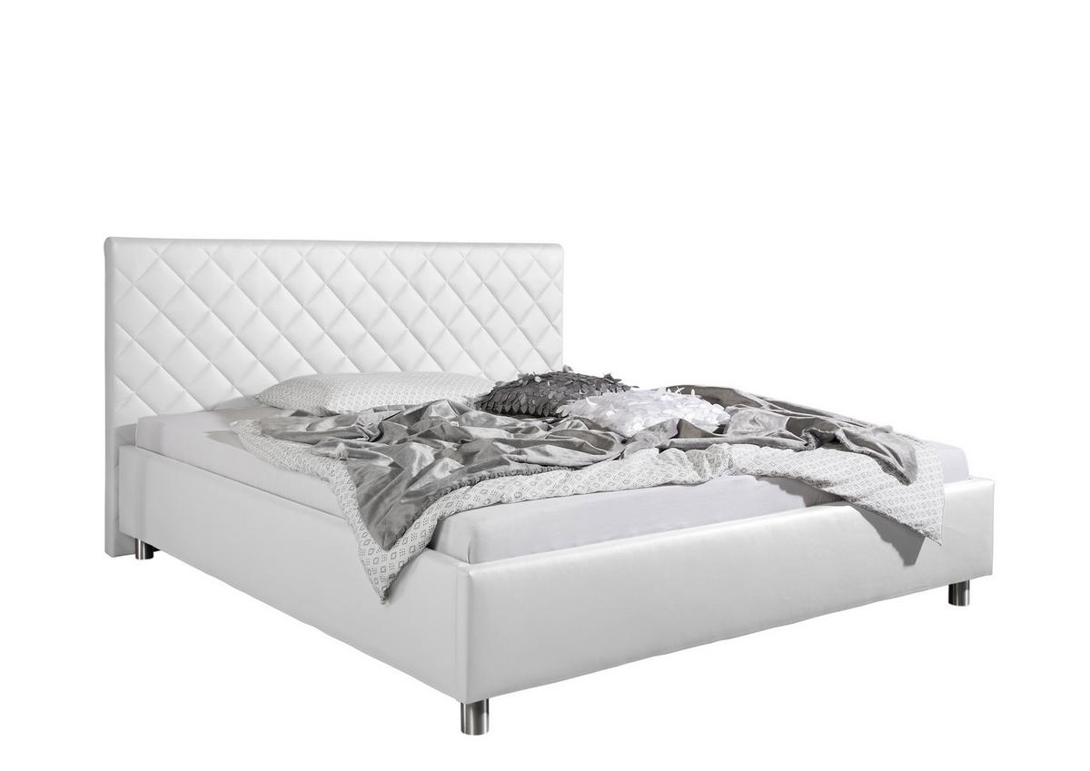 Polsterbett Baltimore Weiß ca. 160x200 cm - Alufarben/Weiß, MODERN, Textil/Metall (160/200cm) - Livetastic