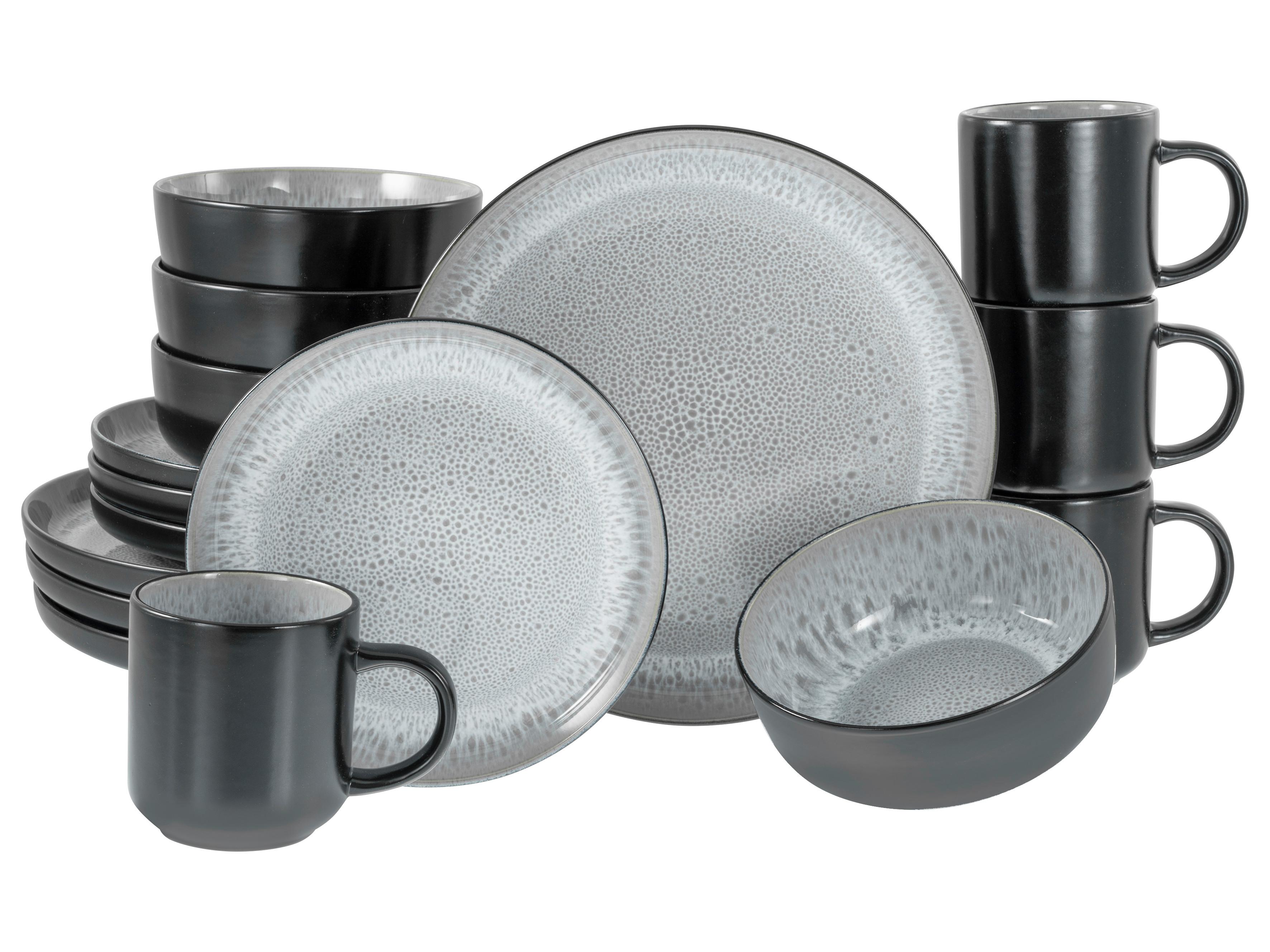 Kombinirani Servis Nordic Fjord Frost, 16-Delni - črna/svetlo siva, Basics, keramika - Creatable