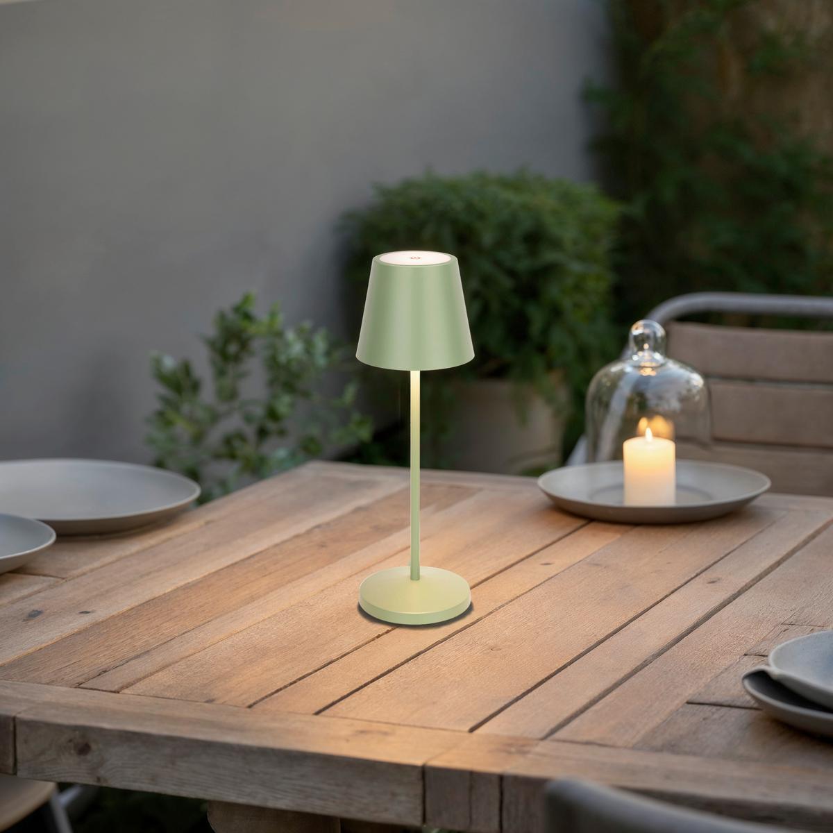 LAMPA STOŁOWA Z AKUMULATOREM DENVER *SBN* - zielony, Trend, metal (11/35cm) - Novel