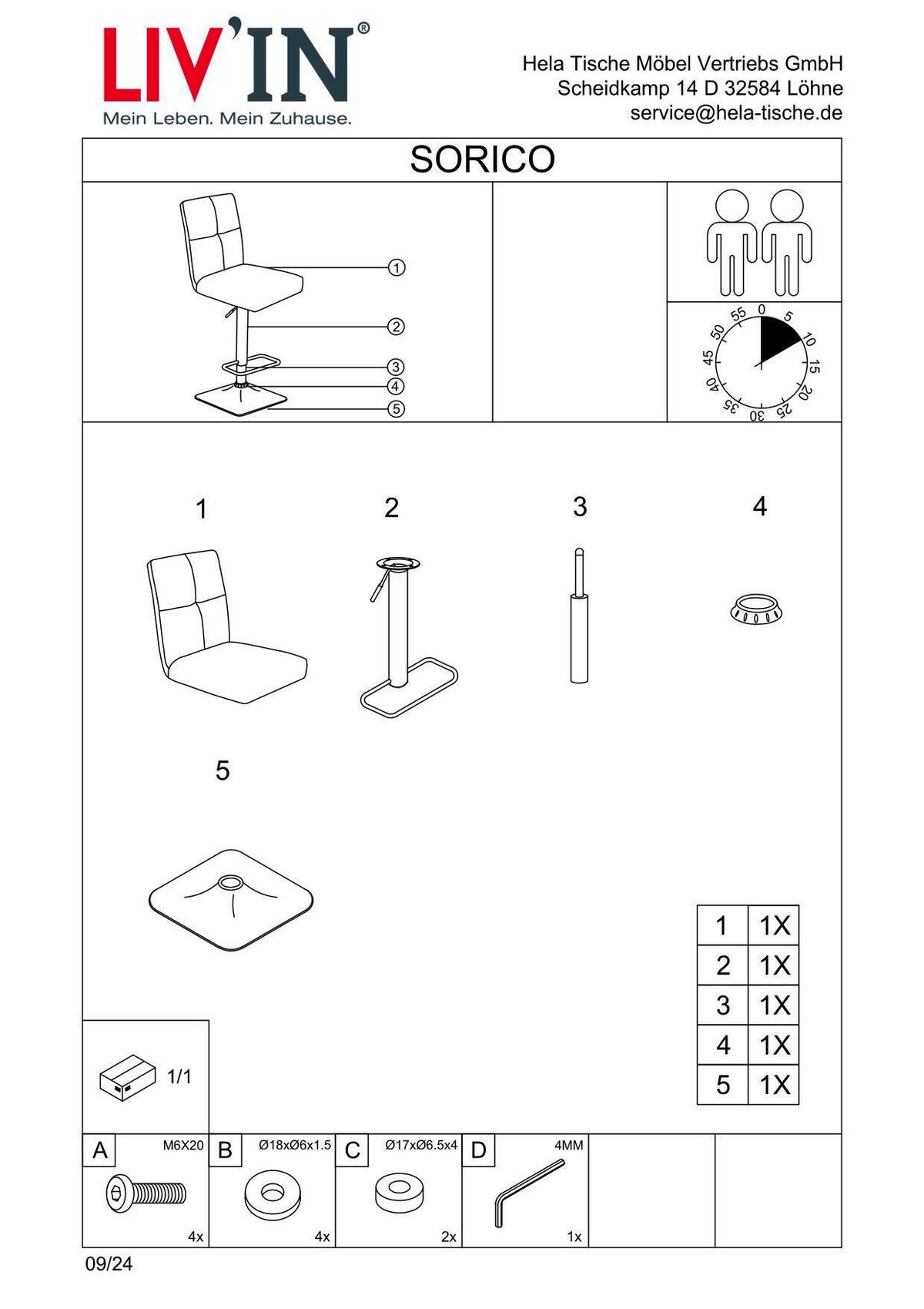 BARHOCKER SORICO H - Beige/Schwarz, MODERN, Textil/Metall (46/103-123,5/56cm) - MID.YOU
