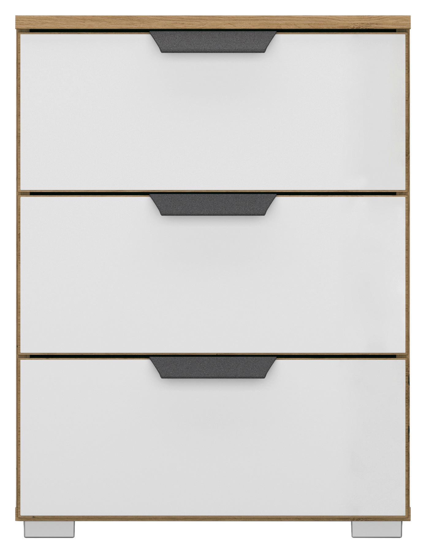 Noćni Ormarić Artemis - bijela/siva, Moderno, staklo/drvni materijal (47/62/42cm) - Modern Living