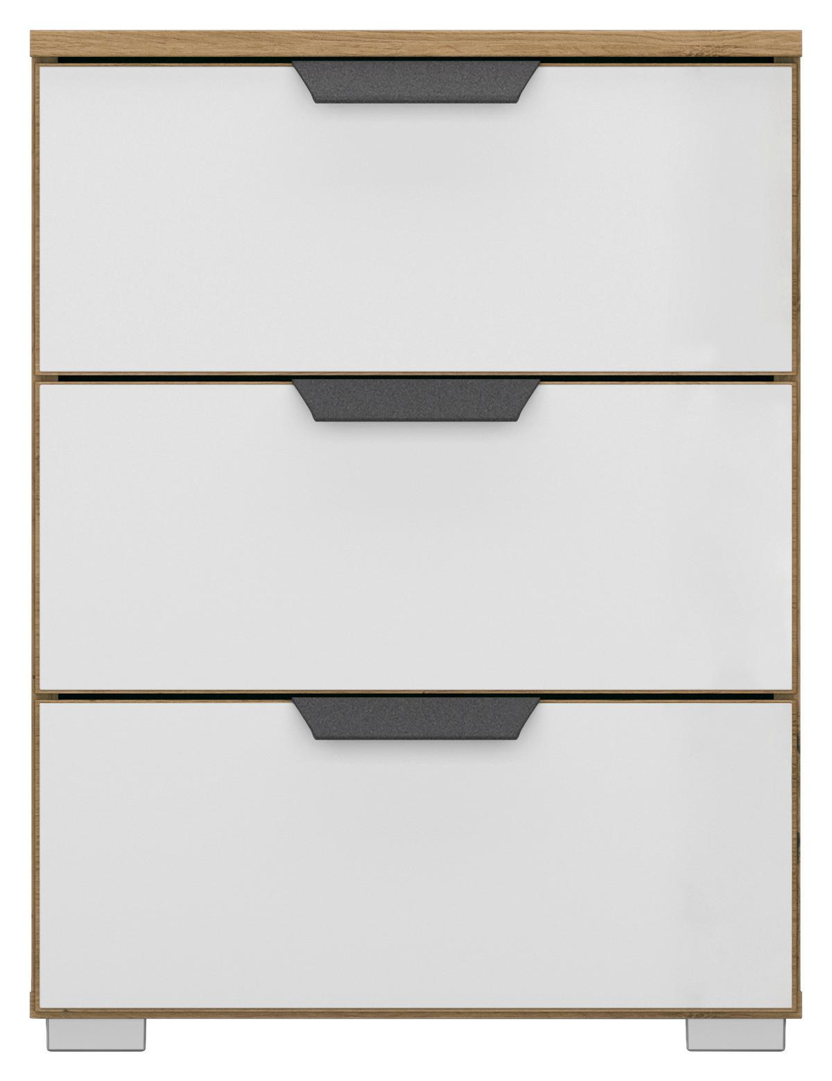 NOPTIERA ARTEMIS - alb/stejar Artisan, Modern, sticlă/material pe bază de lemn (47/62/42cm) - Modern Living