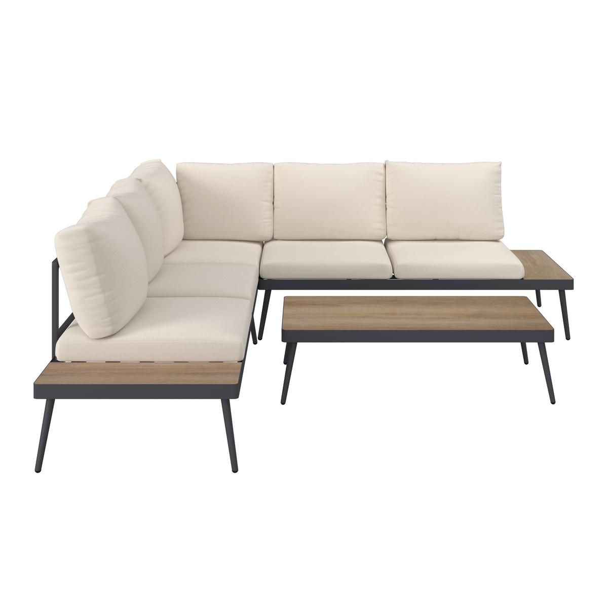 Lounge Garnitura Sejla, Bež, Temno Siva, 3-Delno - temno siva/bež, Moderno, kovina/umetna masa (226/65/226cm) - Mömax