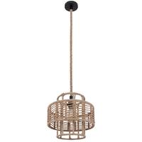 Viseča Svetilka Ulleu - črna/rjava, Basics, kovina/naravni materiali (35/120cm) - Globo