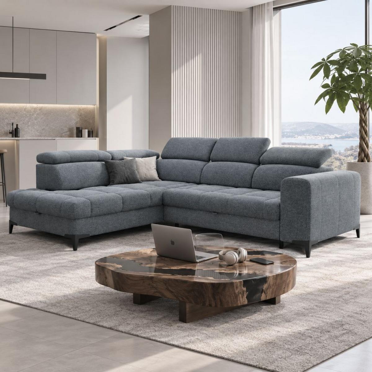 Ugaona Garnitura Mason - tamnosiva/crna, Moderno, drvo/metal (211/271cm) - Modern Living