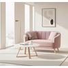 2-SITS SOFFA HOPE - rosa/naturfärgad, Modern, trä/textil (141/77/73cm) - Bessagi Home