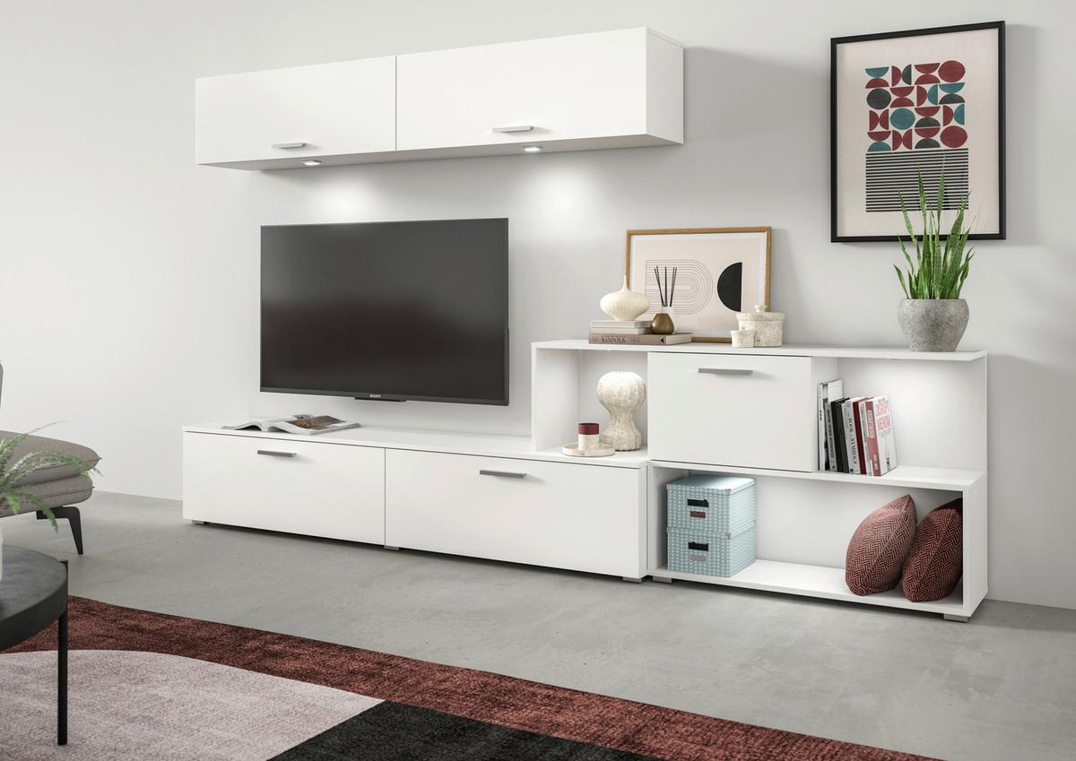 Dnevni Regal Chepo, Bela, 2-Delno - srebrne barve/bela, Design, umetna masa/leseni material (277/102/35cm) - MID.YOU