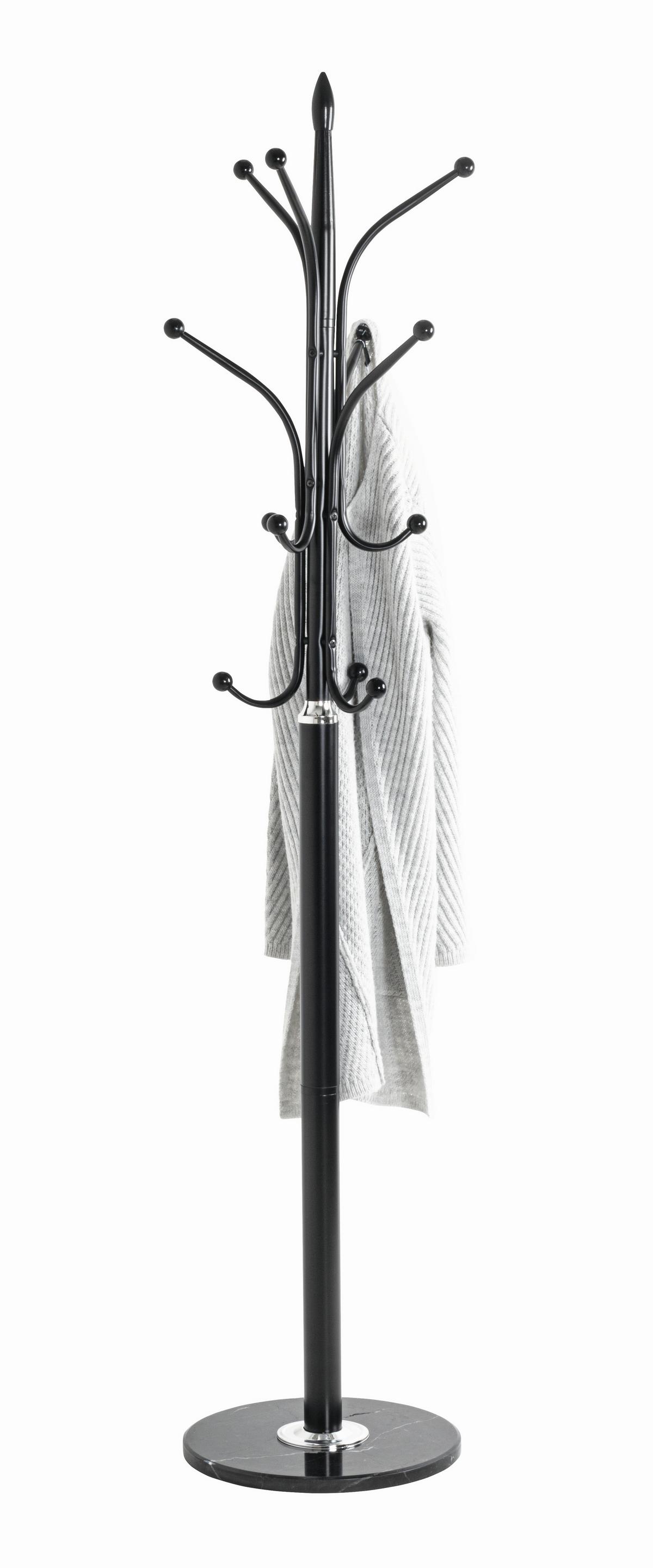 STOJAK NA UBRANIA MOBI - czarny/kolor chromowy, Design, kamień/metal (40/179/40cm) - Carryhome