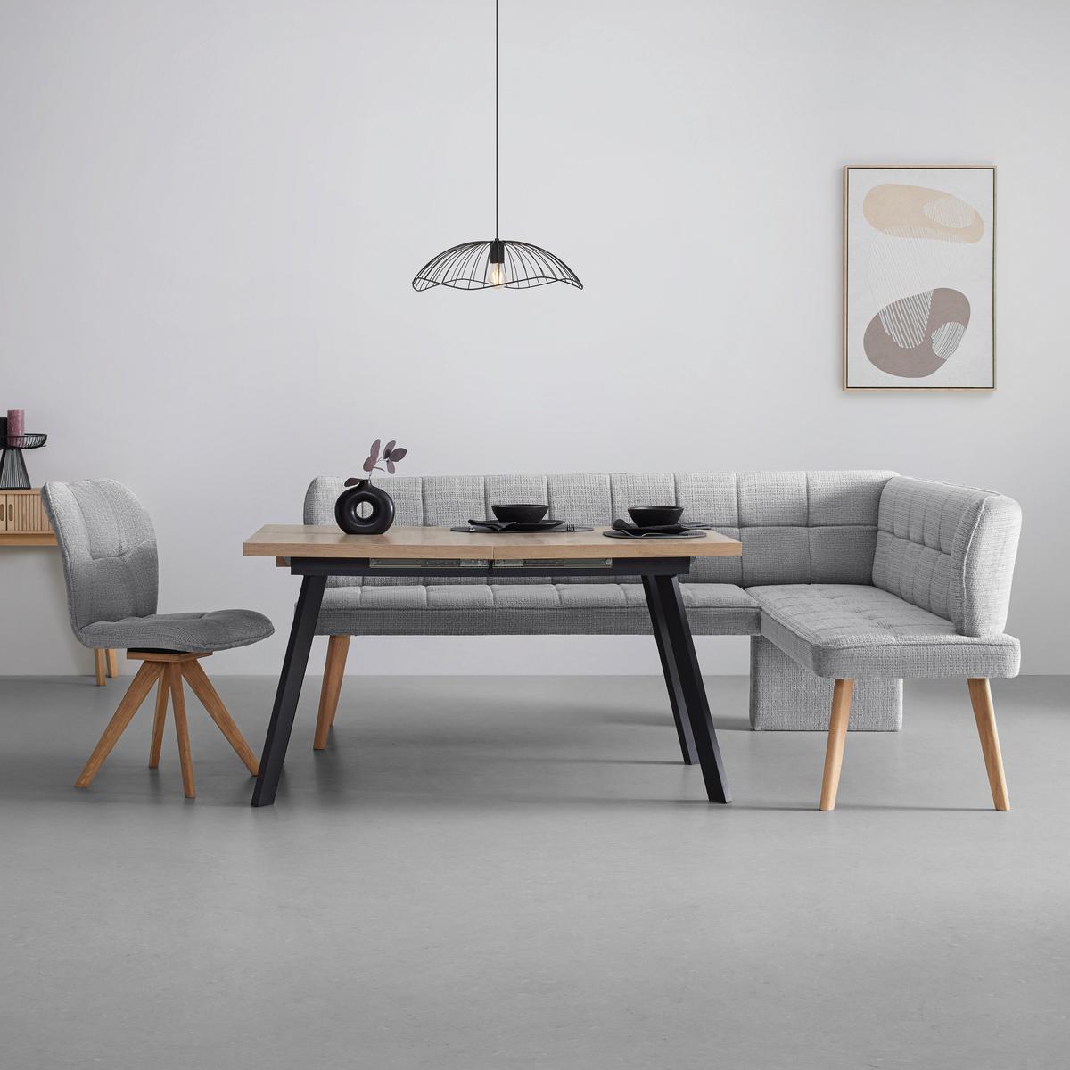 Eckbank Alba links Hellgrau - Eichefarben/Hellgrau, Modern, Holz/Textil (217/87/173cm) - Mömax