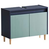 Waschbeckenunterschrank Lovis Dunkelblau - Eschefarben/Hellblau, MODERN, Holz/Holzwerkstoff (80,0/60,0/33,0cm) - MID.YOU