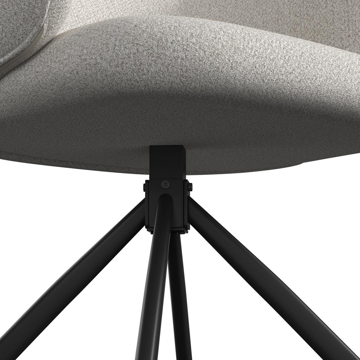 Armlehnstuhl Liora Creme Webstoff Drehbar Gepolstert - Creme/Schwarz, MODERN, Textil/Metall (58/84/61cm) - Bessagi Home