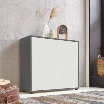 Kommode Mailand Typ 4 Anthrazit/Weiß - Anthrazit/Schwarz, MODERN, Holzwerkstoff/Kunststoff (79/73/33cm) - MID.YOU