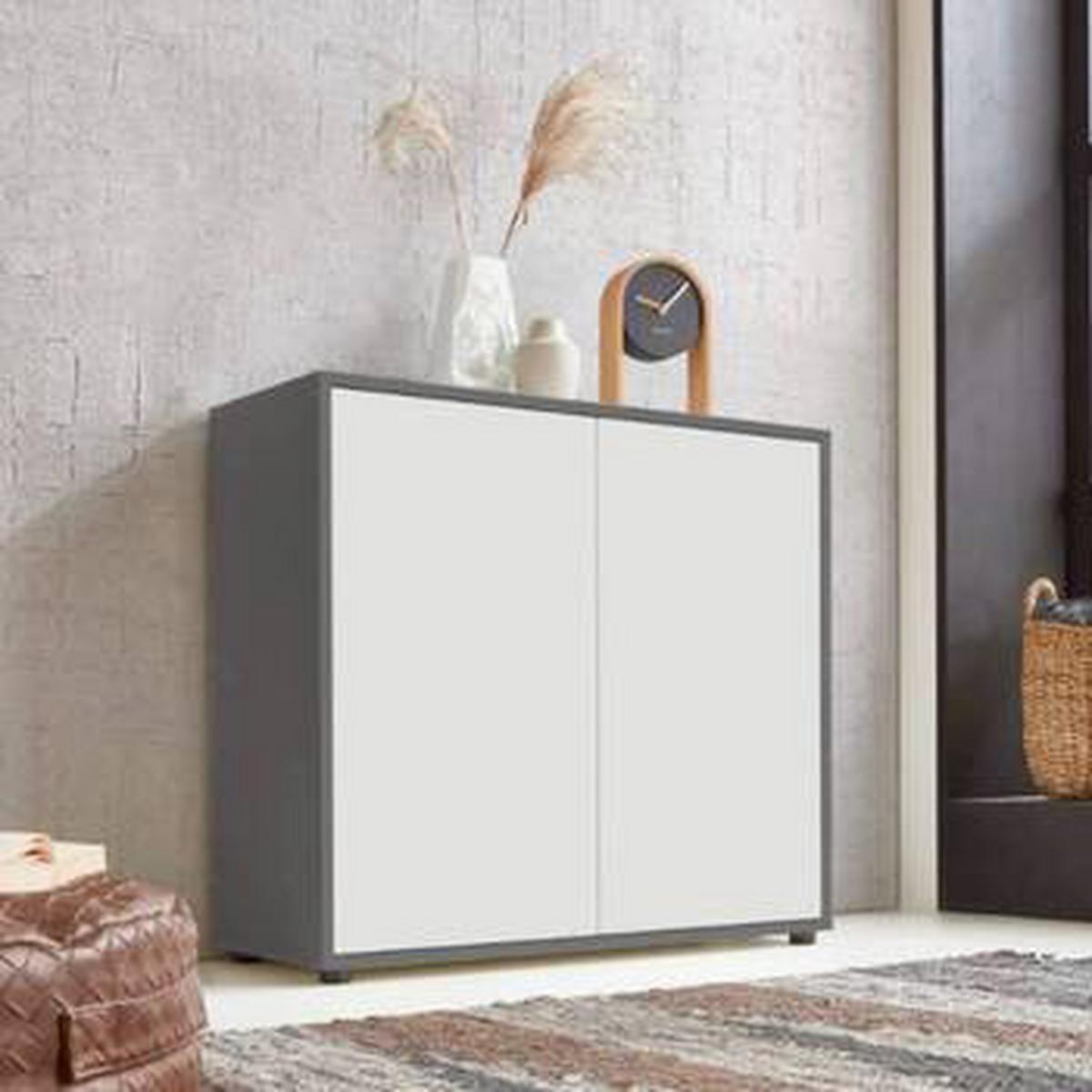 Kommode Mailand Typ 4 Anthrazit/Weiß - Anthrazit/Schwarz, MODERN, Holzwerkstoff/Kunststoff (79/73/33cm) - MID.YOU
