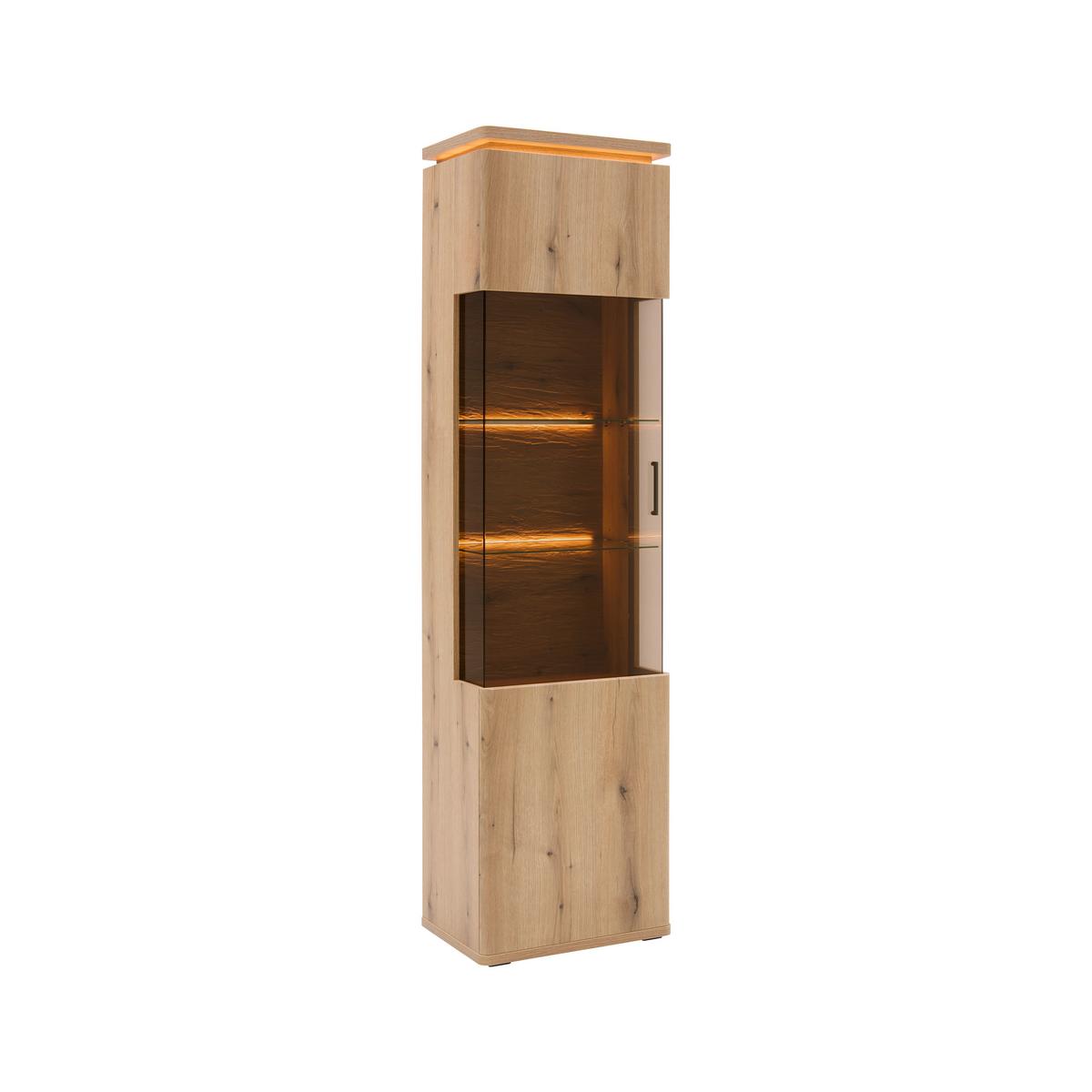 Vitrine Alameda Eichefarben - Eichefarben/Anthrazit, MODERN, Glas/Holzwerkstoff (55/208/38cm) - Mömax