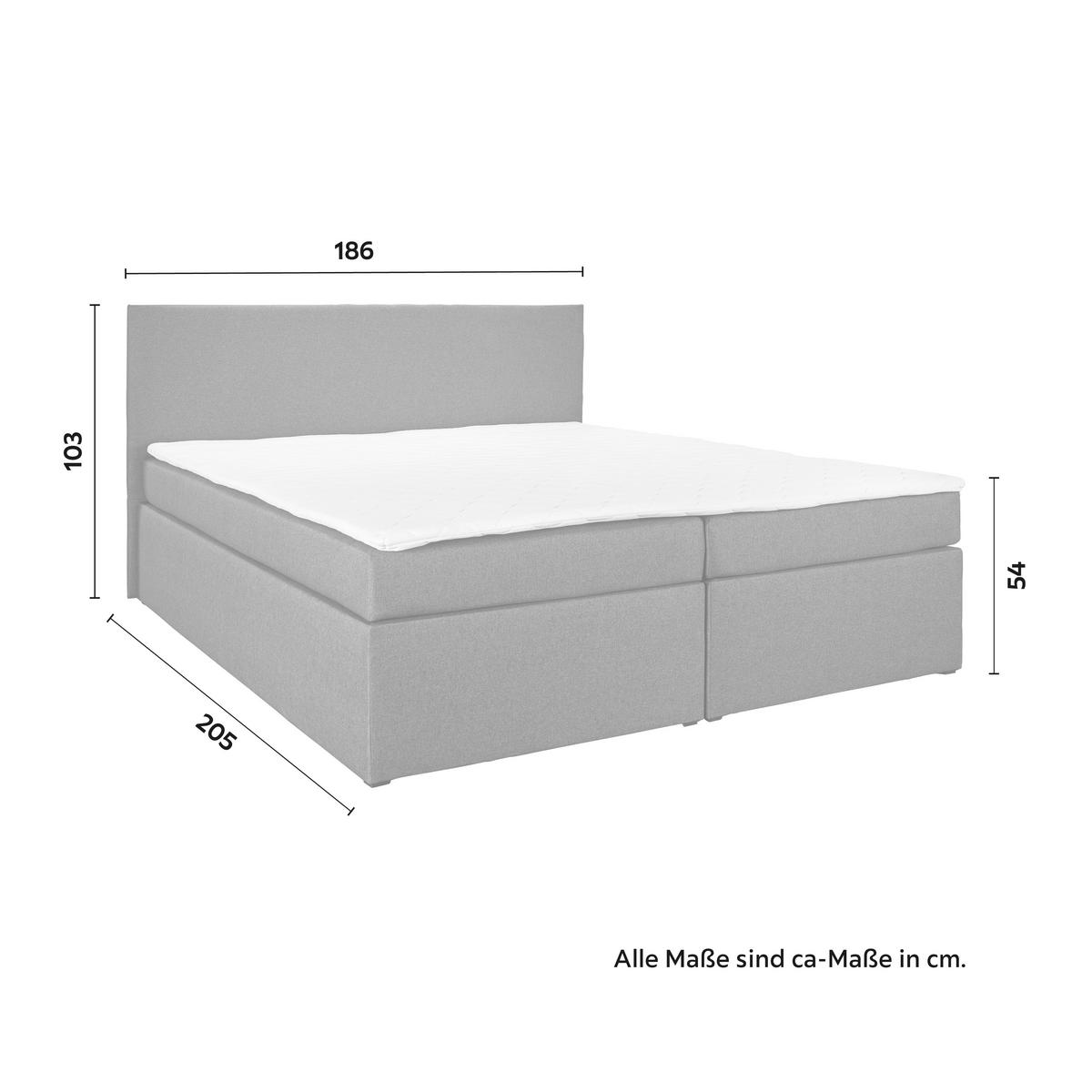 Boxbett Lucy 2 ca.180x200cm Grau mit Topper - Schwarz/Grau, MODERN, Holz/Holzwerkstoff (180/200cm) - Bessagi Home