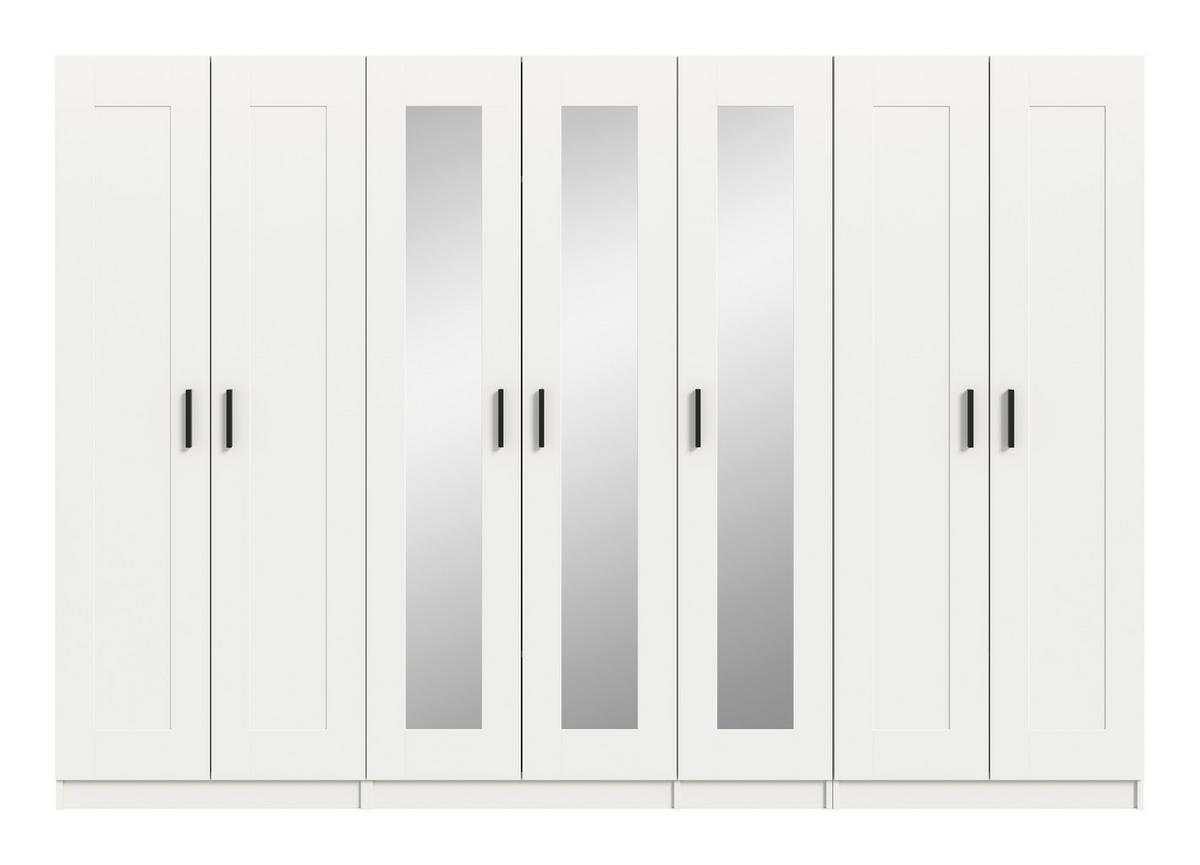 Drehtürenschrank Visby Weiß - Schwarz/Weiß, ROMANTIK / LANDHAUS, Holzwerkstoff/Kunststoff (280/194/56cm) - Livetastic