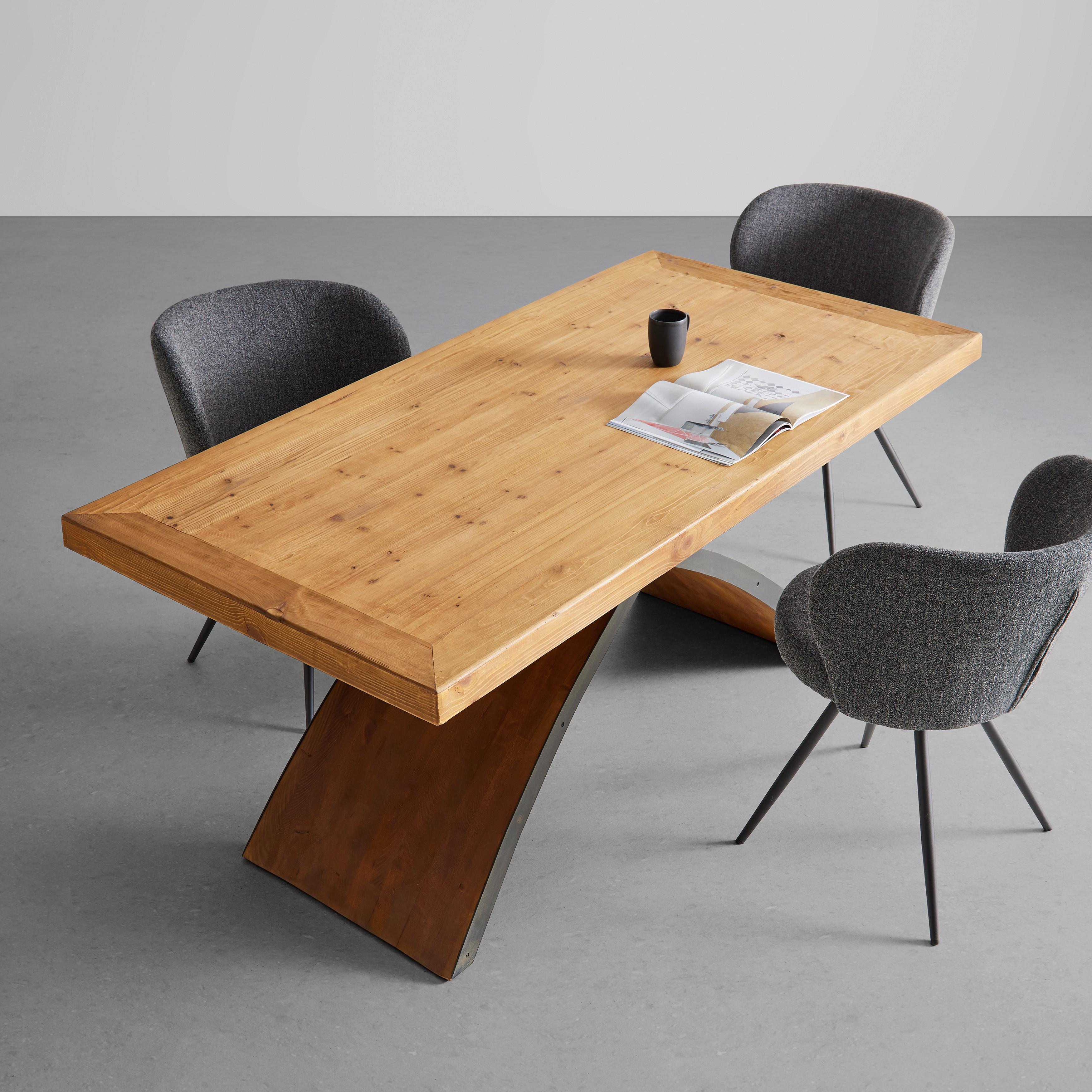 Étkezőasztal Laurien - feketefenyő, modern, fa/fém (180/90/75cm) - Bessagi Home