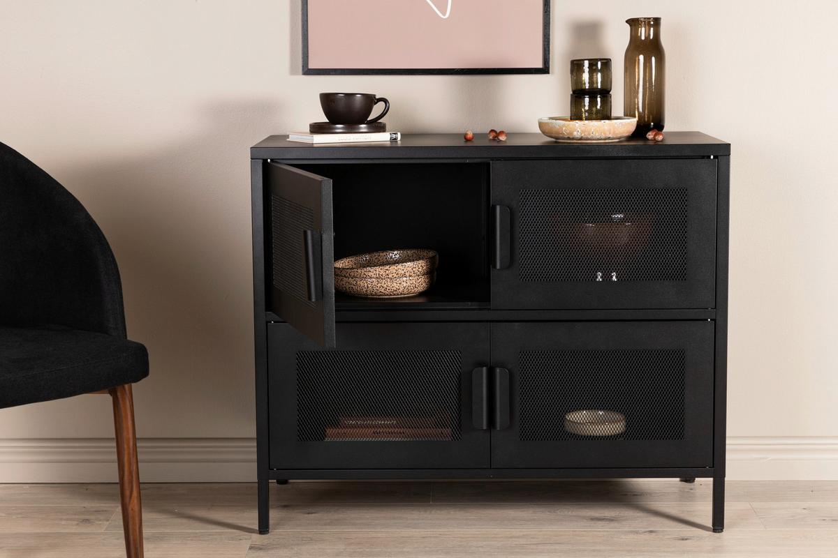SIDEBOARD NETT - Schwarz, Design, Metall (90/75/40cm) - Livetastic