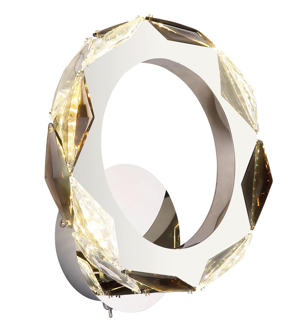 Stenska Led-svetilka Karilion, S Sijalko - barve kroma/prozorno, Design, kovina/steklo (24/25,5/10cm) - Globo