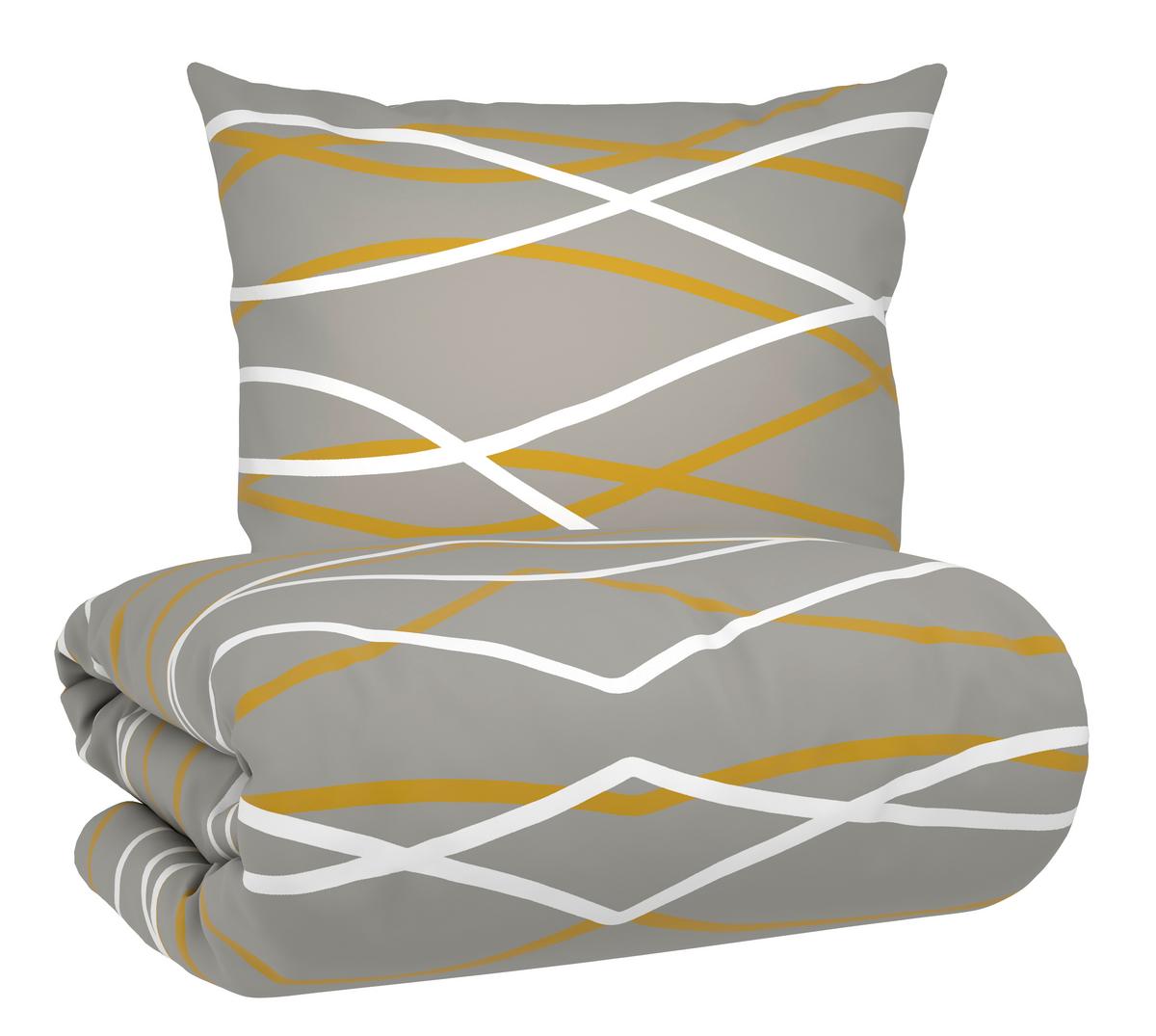 Bettwäsche Welle XL Gold/Grau ca.155x200cm - Goldfarben/Grau, MODERN, Textil (155/220cm) - Mömax