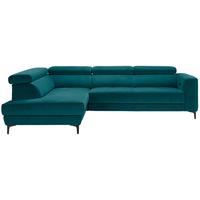 Ecksofa Emma links Petrol - Petrol/Schwarz, MODERN, Textil (210/47/301cm) - Premium Living