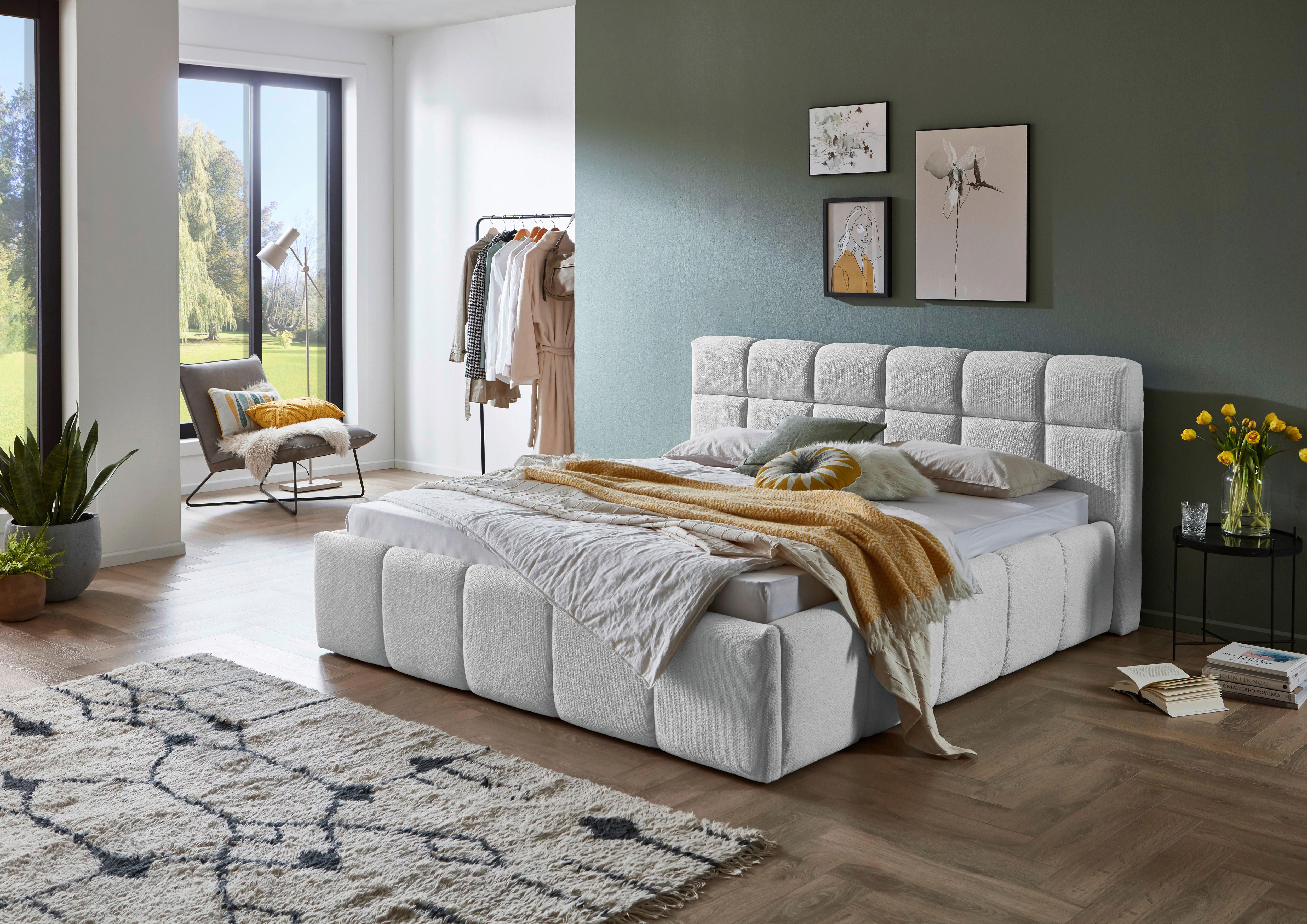 STOPPAD SÄNG ASCONA -EXKLUSIV- -BASED- - ljusgrå/svart, Klassisk, textil/plast (160/200cm) - Based