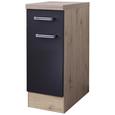 Küchenunterschrank Anthrazit/Eiche - Edelstahlfarben/Eichefarben, MODERN, Holzwerkstoff/Metall (30/86/60cm)