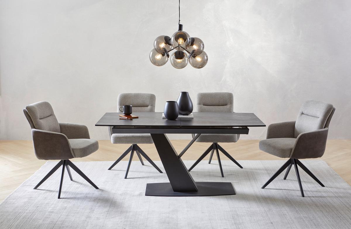 KRZESŁO Z PODŁOKIETNIKAMI CAN - jasnoszary/czarny, Design, metal/tkanina (60,5/88/65cm) - Novel