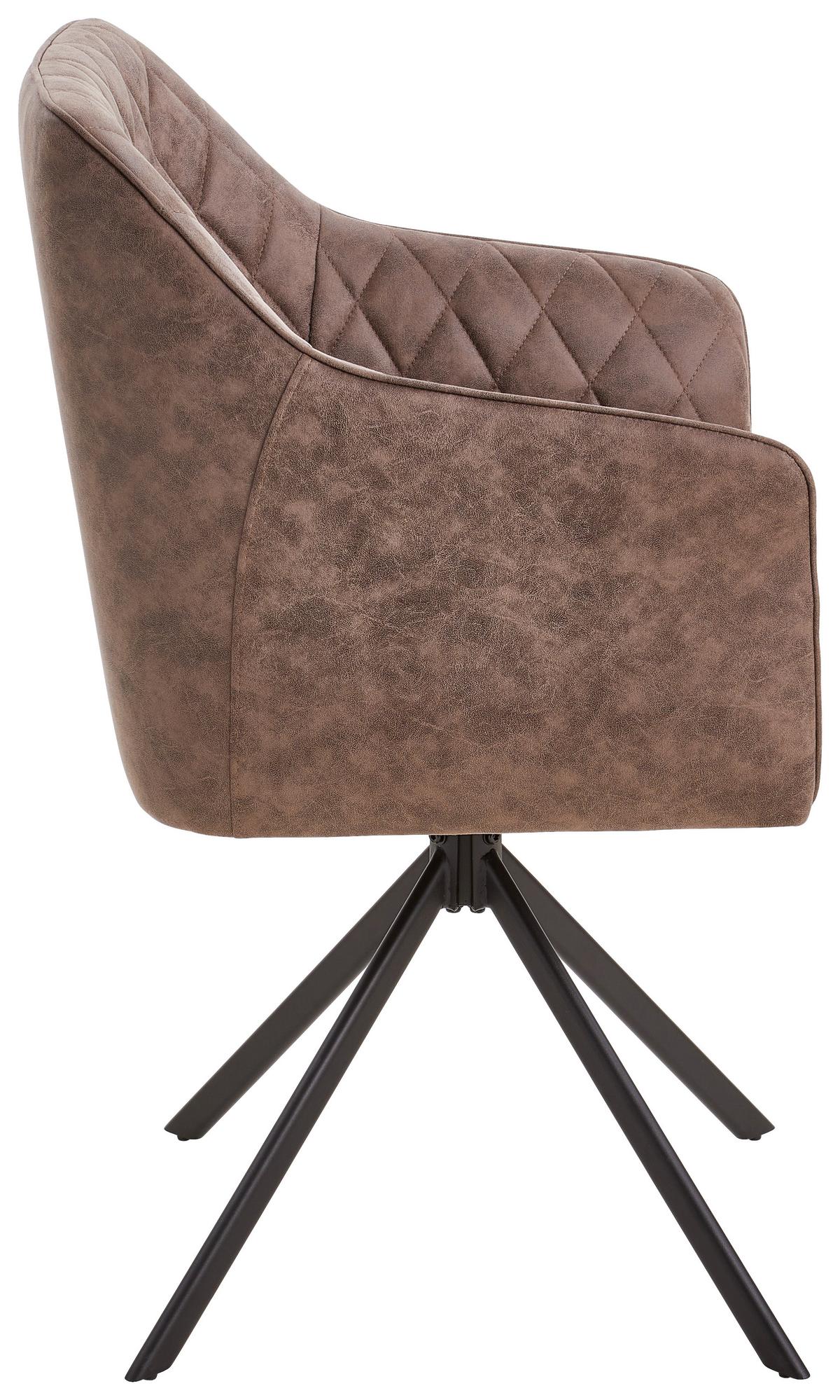 KRZESŁO Z PODŁOKIETNIKAMI LELA - czarny/brązowy, Modern, metal/drewno (61/91/58cm) - Livetastic