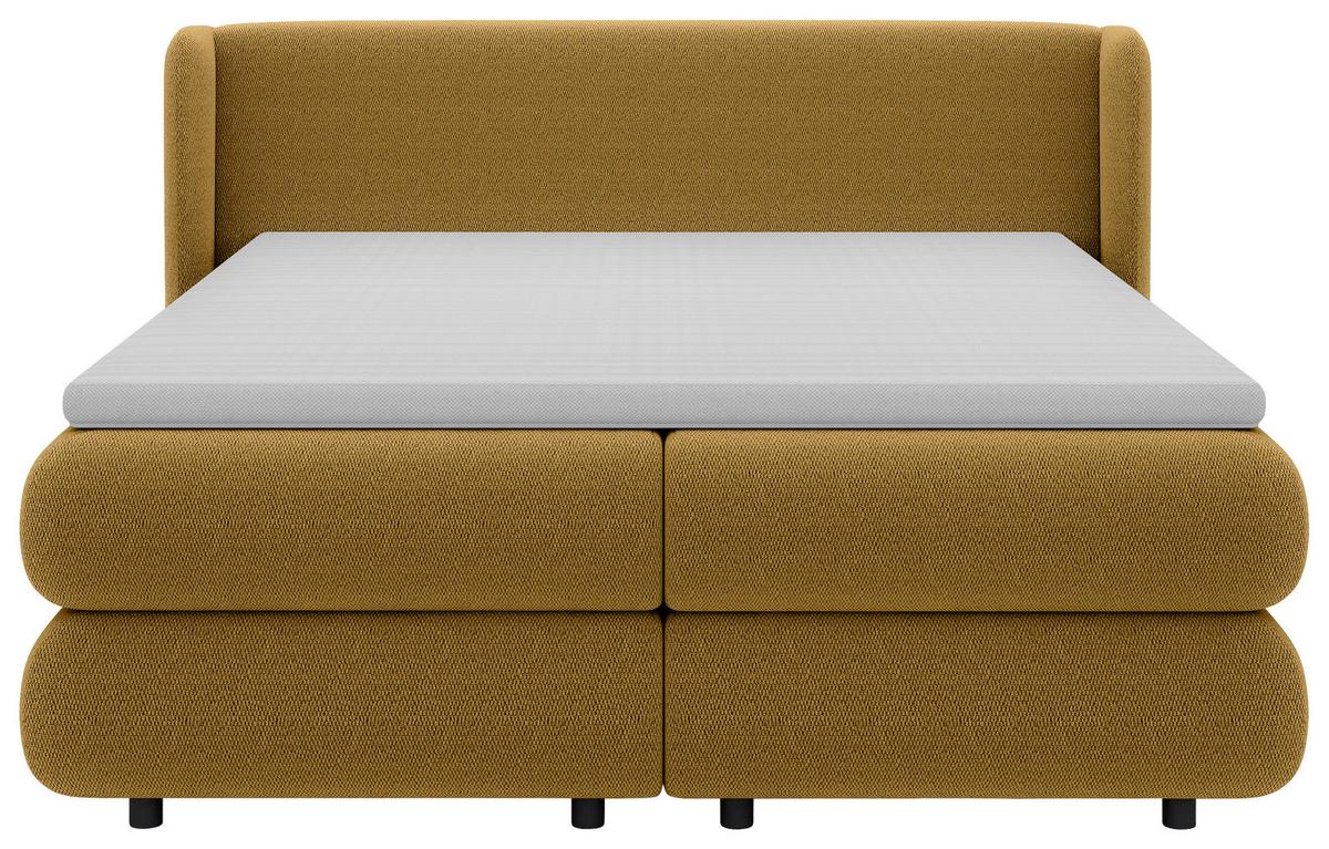 Boxspring Krevet Elodie - boje senfa/crna, Konvencionalno, tekstil/plastika (180/200cm) - Premium Living