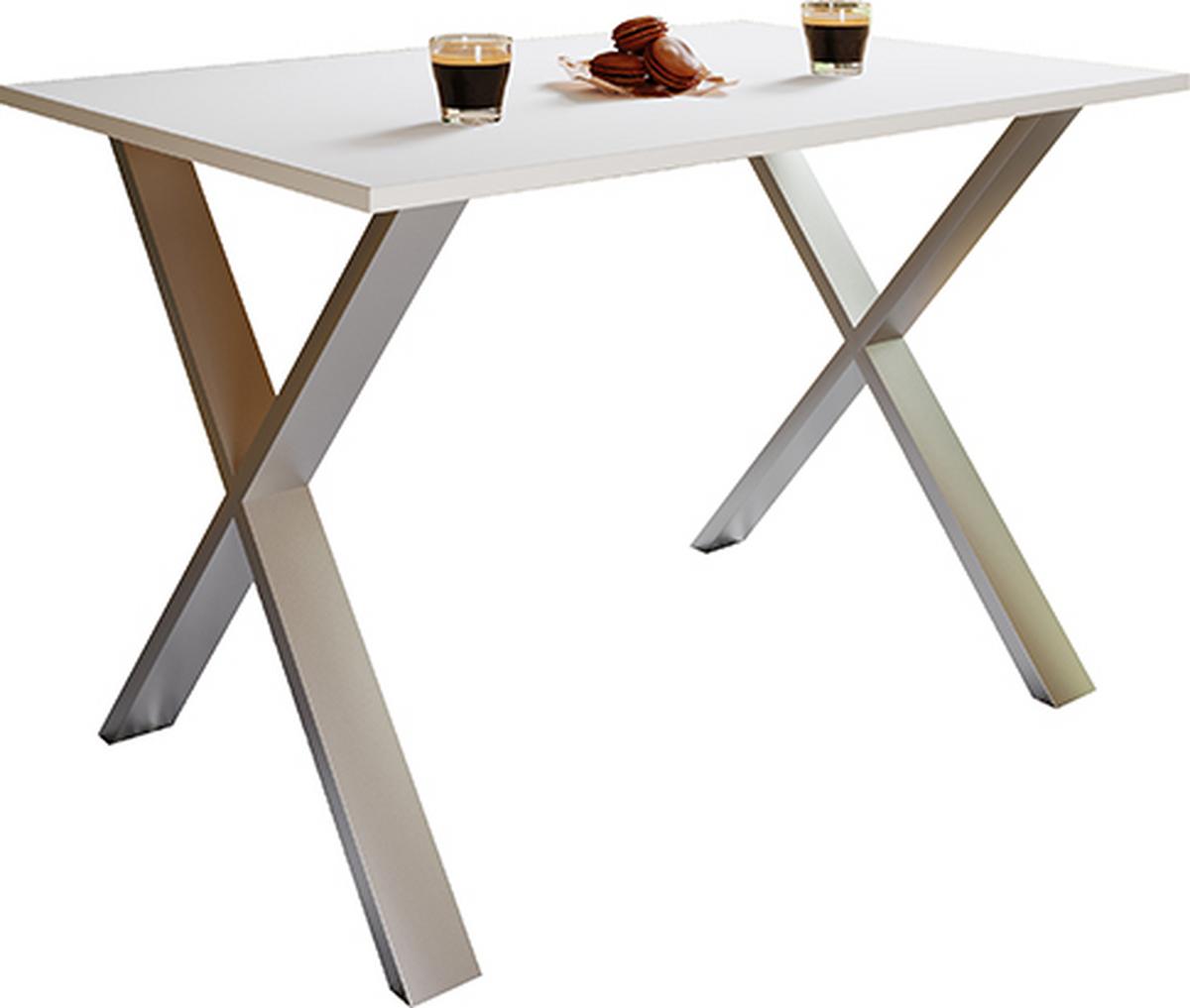 Jedilna Miza Xona, Bela, Srebrna - srebrne barve/bela, Basics, leseni material (110/80/76cm) - MID.YOU