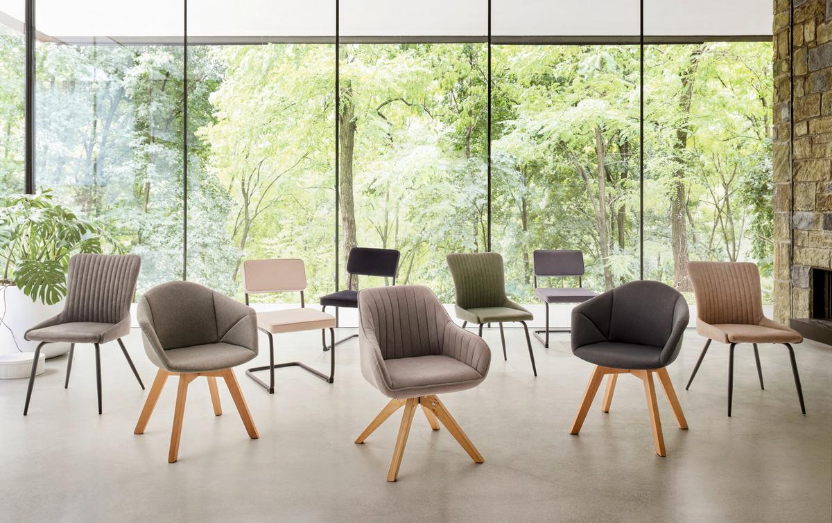 Armlehnstuhl Leonie Hellgrau Webstoff Drehbar Gepolstert - Eichefarben/Hellgrau, MODERN, Holz/Textil (60/84/61cm) - Bessagi Home