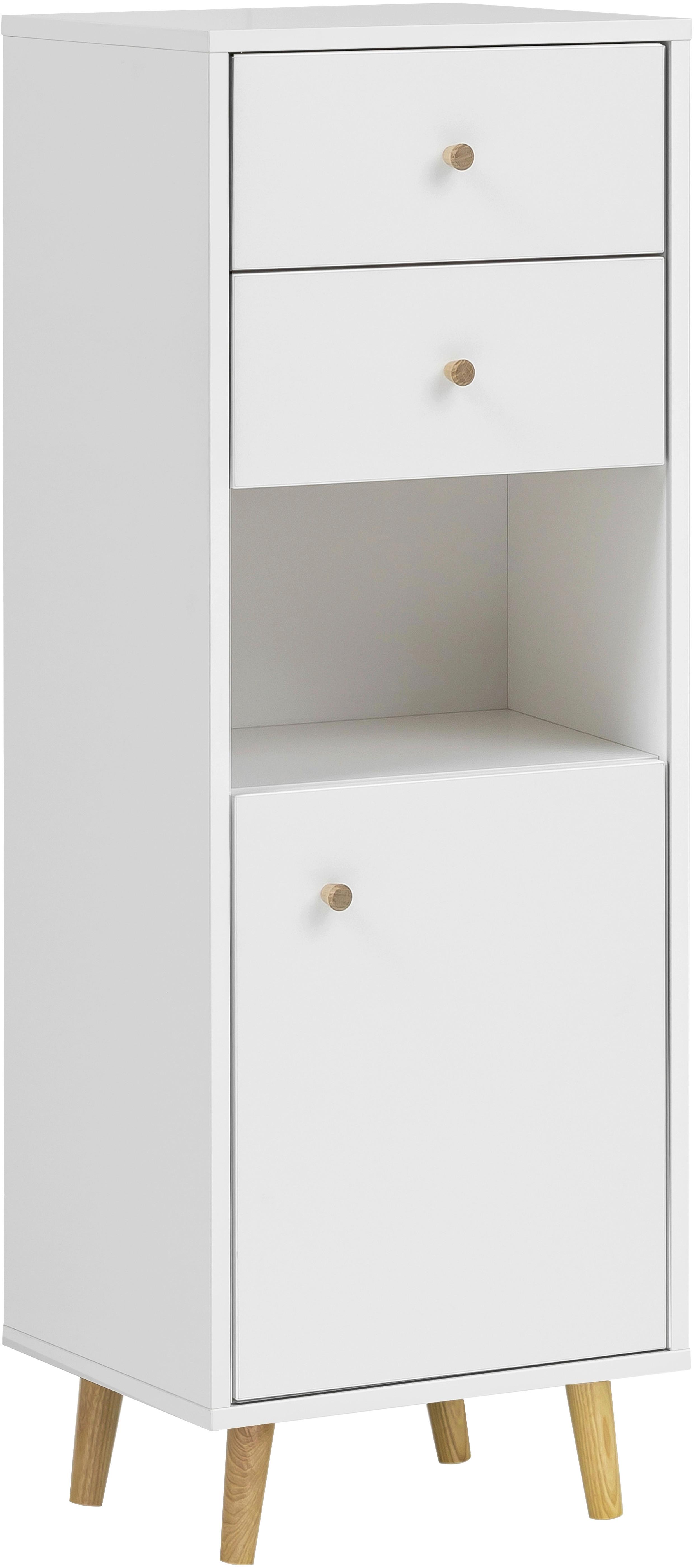 Visoka Komoda Bjarne, Bela - barve hrasta/bela, Moderno, leseni material/les (40,3/113,4/33,1cm) - Stylife