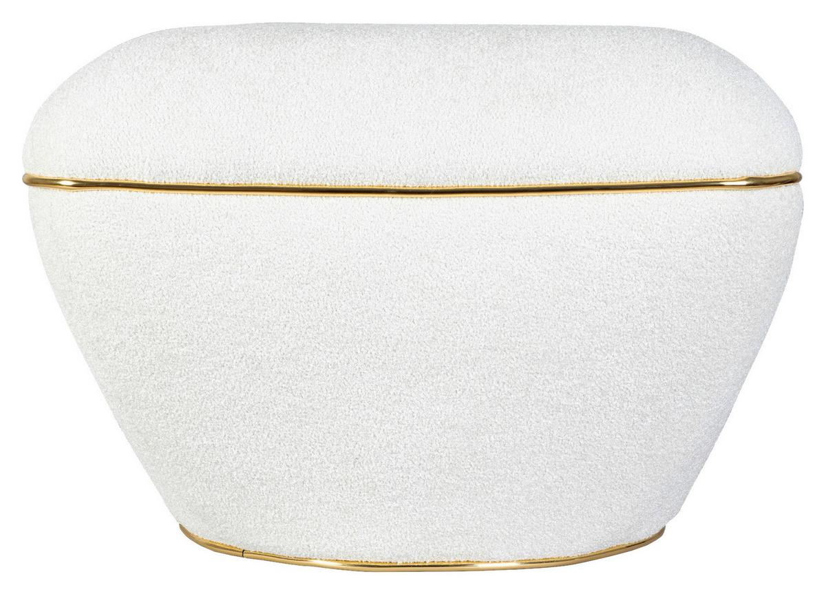 HOCKER CONTESSA 135 - Weiss/Goldfarben, Design, Textil/Metall (60/42,5cm) - Kayoom