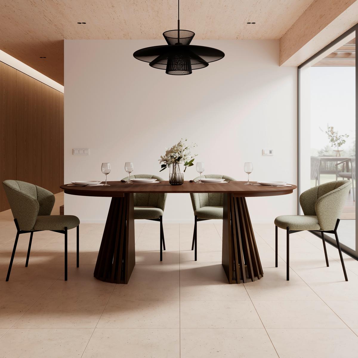 Ausziehtisch Ennio Walnussfarben Echtholz rund - Walnussfarben, MODERN, Holz/Holzwerkstoff (150/75/120cm) - Bessagi Home