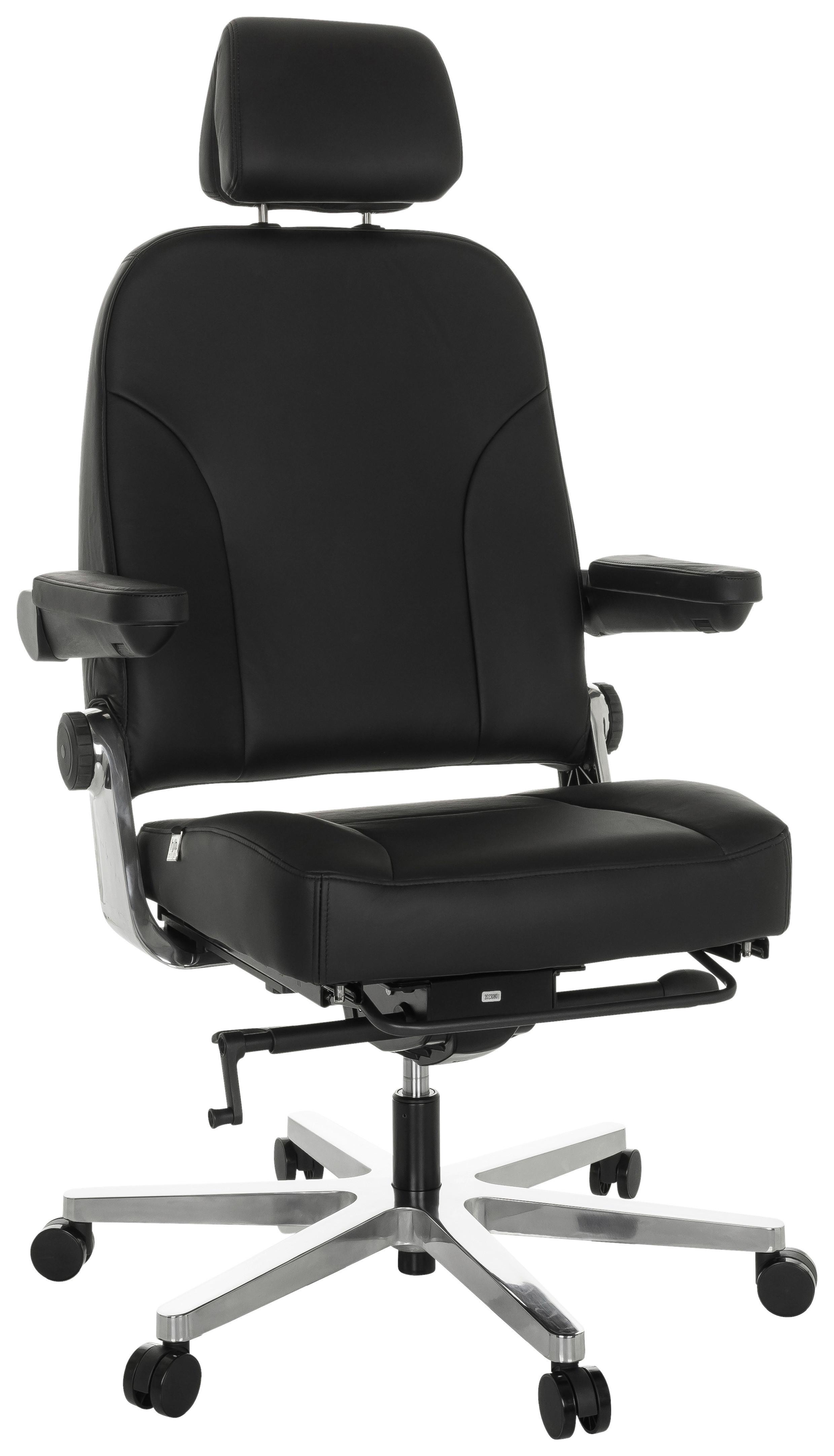 Pisarniški Stol 24 Hours F, Črna - srebrne barve/črna, Basics, kovina/usnje (70/123-133/63cm) - MID.YOU