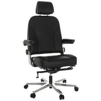 Chefsessel Hours F Schwarz ca. 70x123-133x63cm - Silberfarben/Schwarz, Basics, Leder/Metall (70/123-133/63cm) - MID.YOU