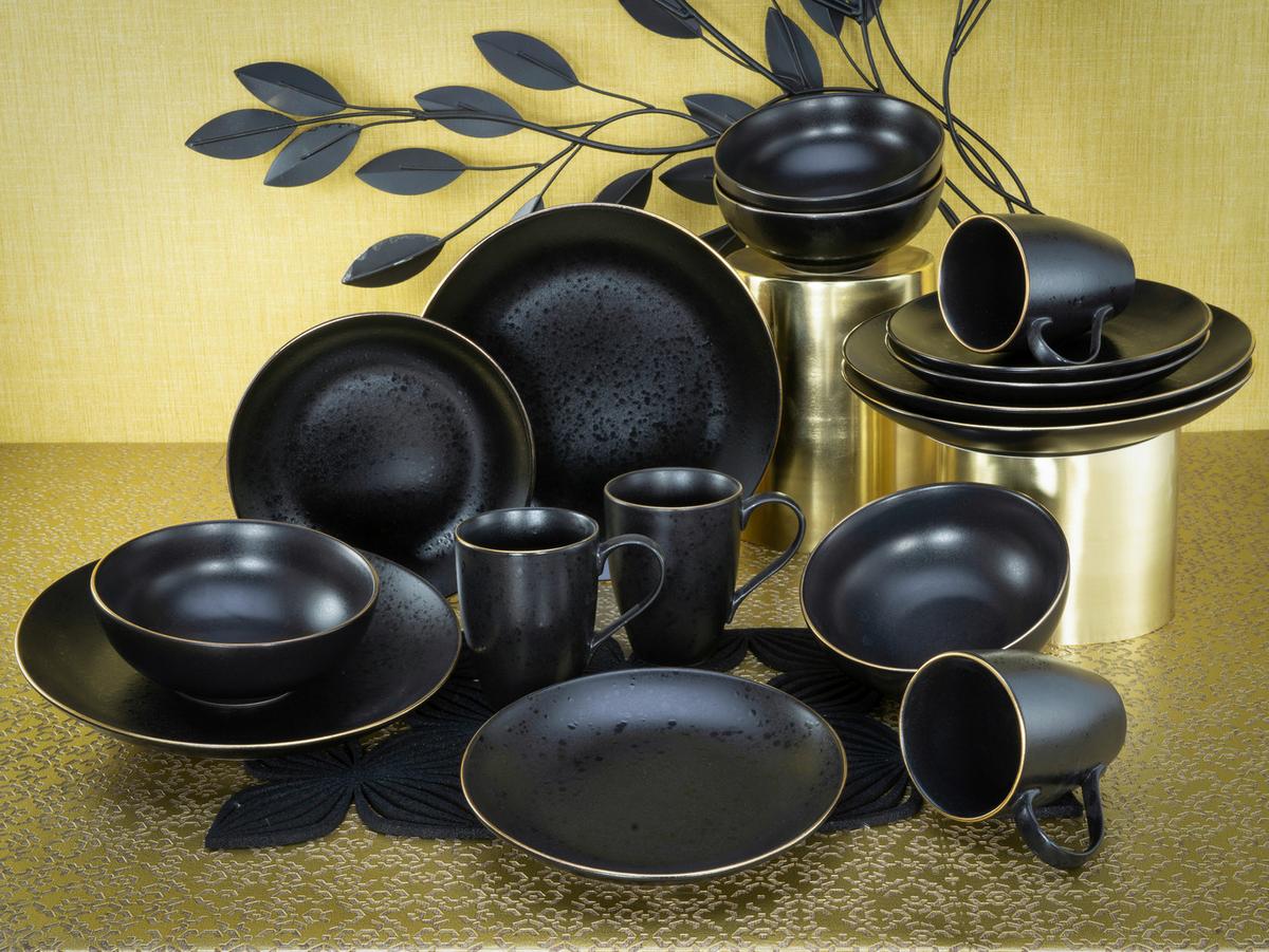 Kombiservice Industrial in Schwarz, 16-teilig - Schwarz, KONVENTIONELL, Keramik (34/31/33cm) - Creatable