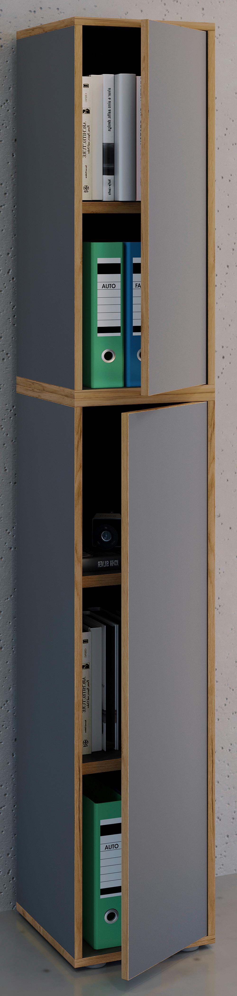 AKTENSCHRANK SALIA B30 - Honigeiche/Anthrazit, Design, Holzwerkstoff (30/183/33cm) - MID.YOU