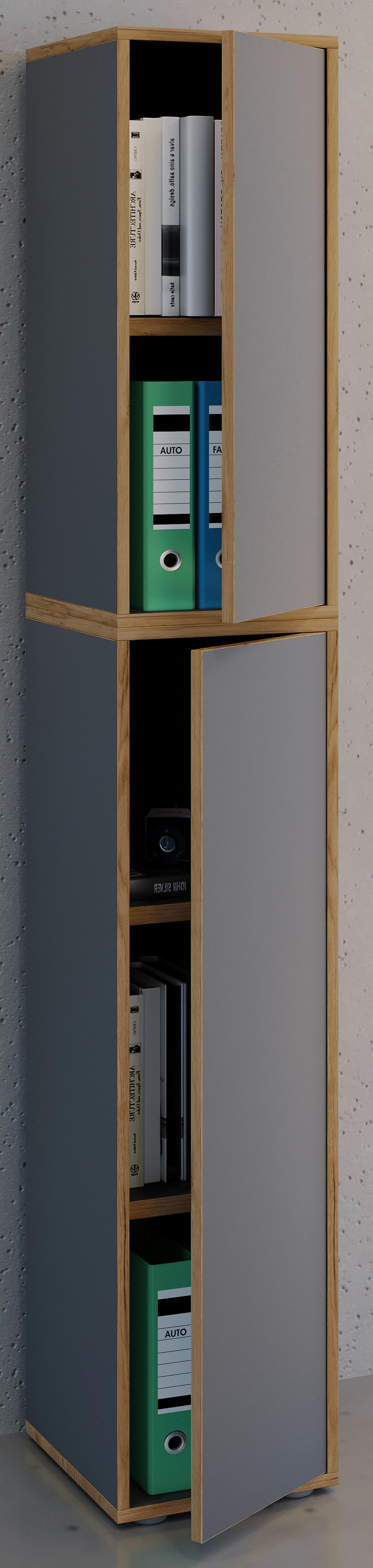AKTENSCHRANK SALIA B30 - Honigeiche/Anthrazit, Design, Holzwerkstoff (30/183/33cm) - MID.YOU