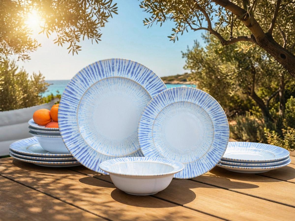 Étkészlet Rondo Summertime - világoskék/fehér, Design, kerámia - Creatable