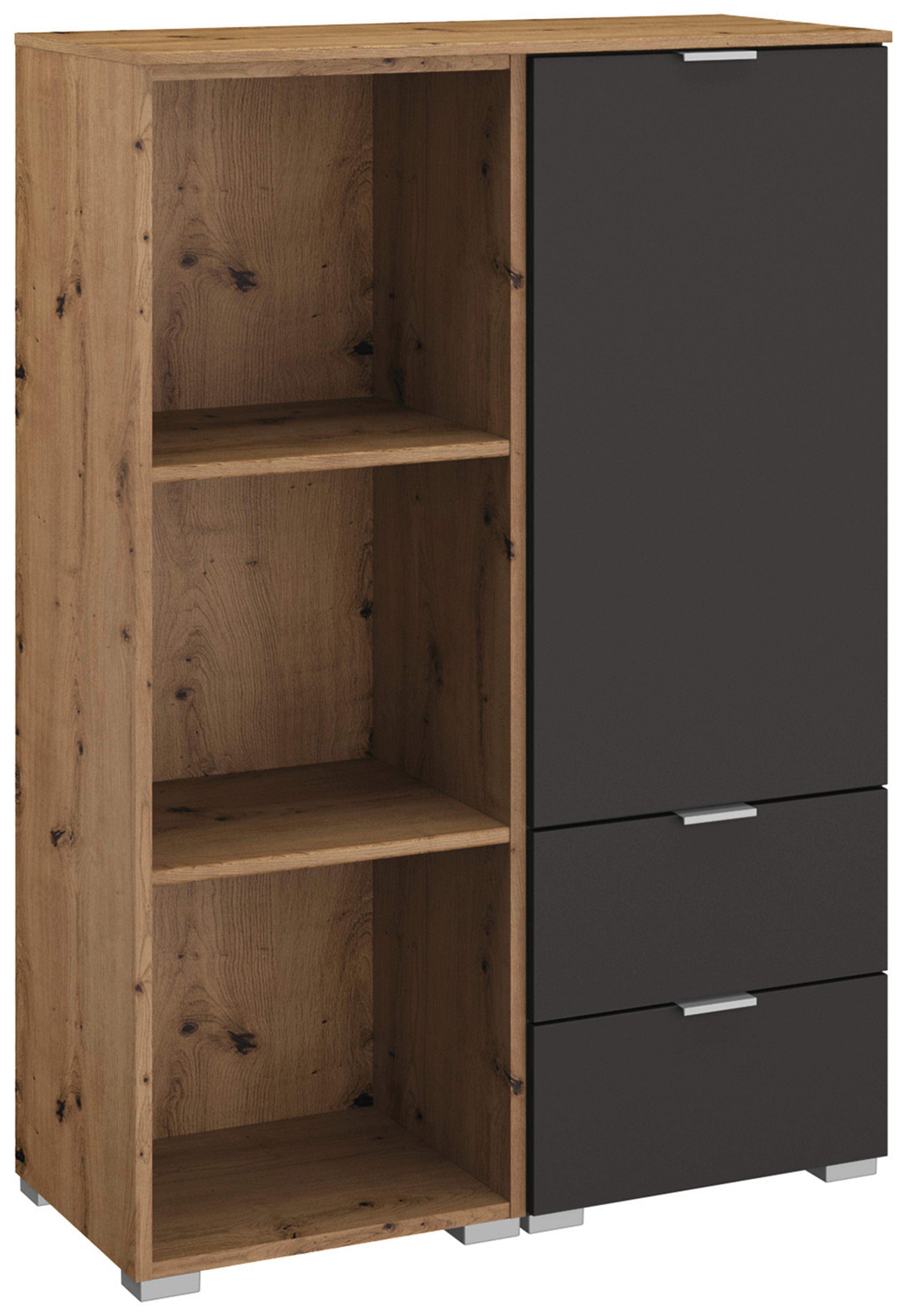 Komoda Lima, Barva Grafita, Barva Hrasta - barve aluminija/barve grafita, Trend, kovina/umetna masa (80/119/42cm) - Stylife