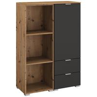 Komoda Lima, Barva Grafita, Barva Hrasta - barve aluminija/barve grafita, Trend, kovina/umetna masa (80/119/42cm) - Stylife