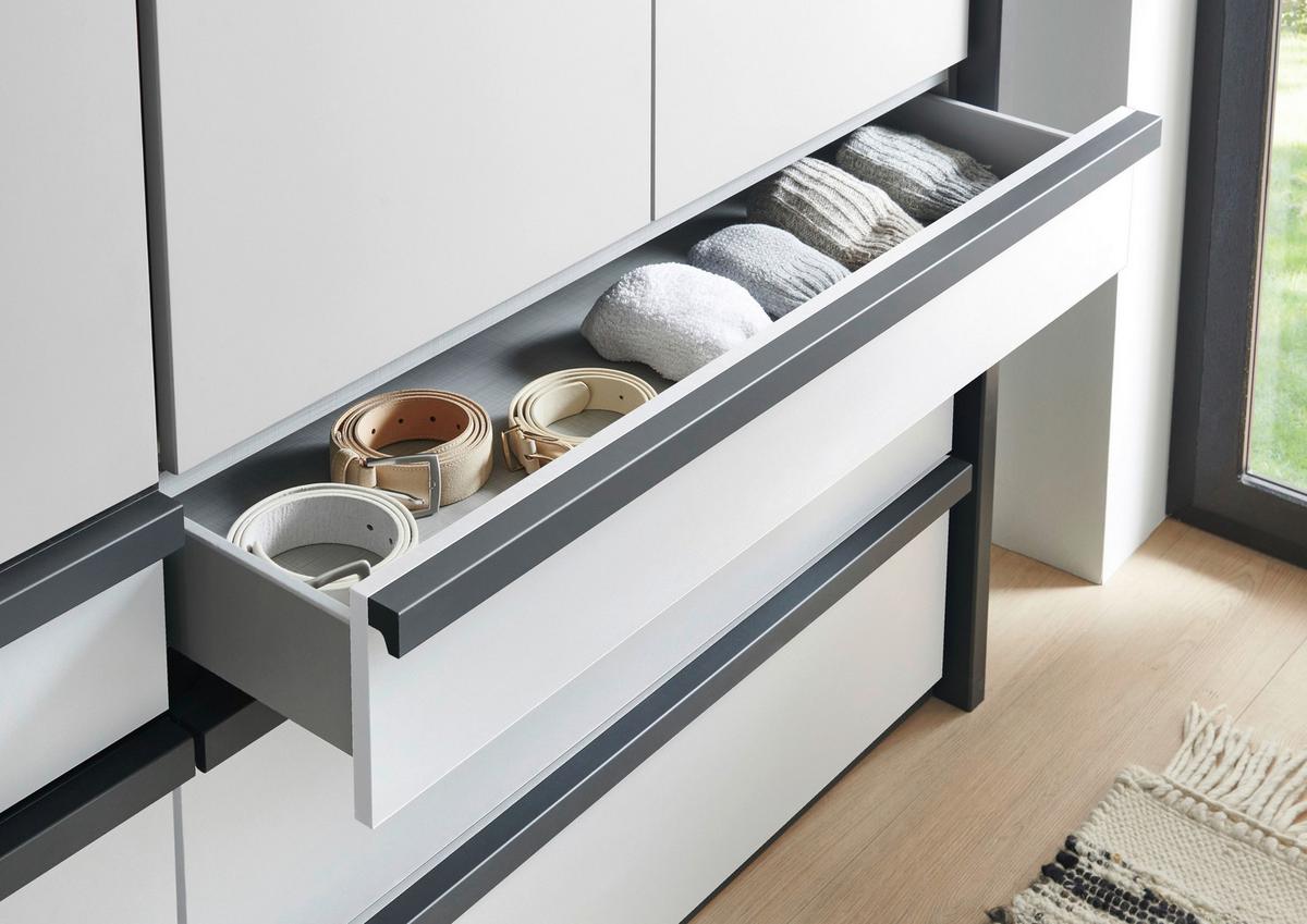 Kleiderschrank Oxford Graphitfarben/Weiß - Graphitfarben/Weiß, KONVENTIONELL, Holzwerkstoff (250/216/58cm) - Premium Living
