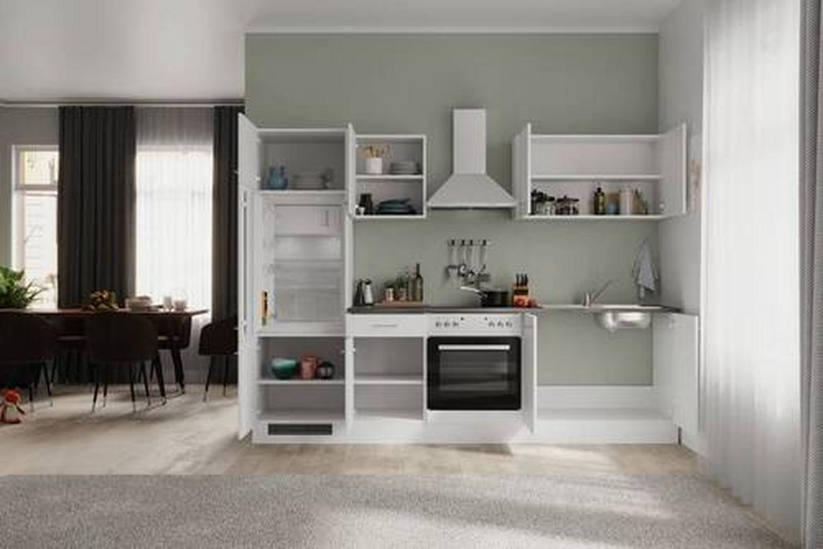 Kuhinjski Blok Z Aparati Lucca, Bela - bela/barve aluminija, Moderno, umetna masa/leseni material (270cm) - FlexWell