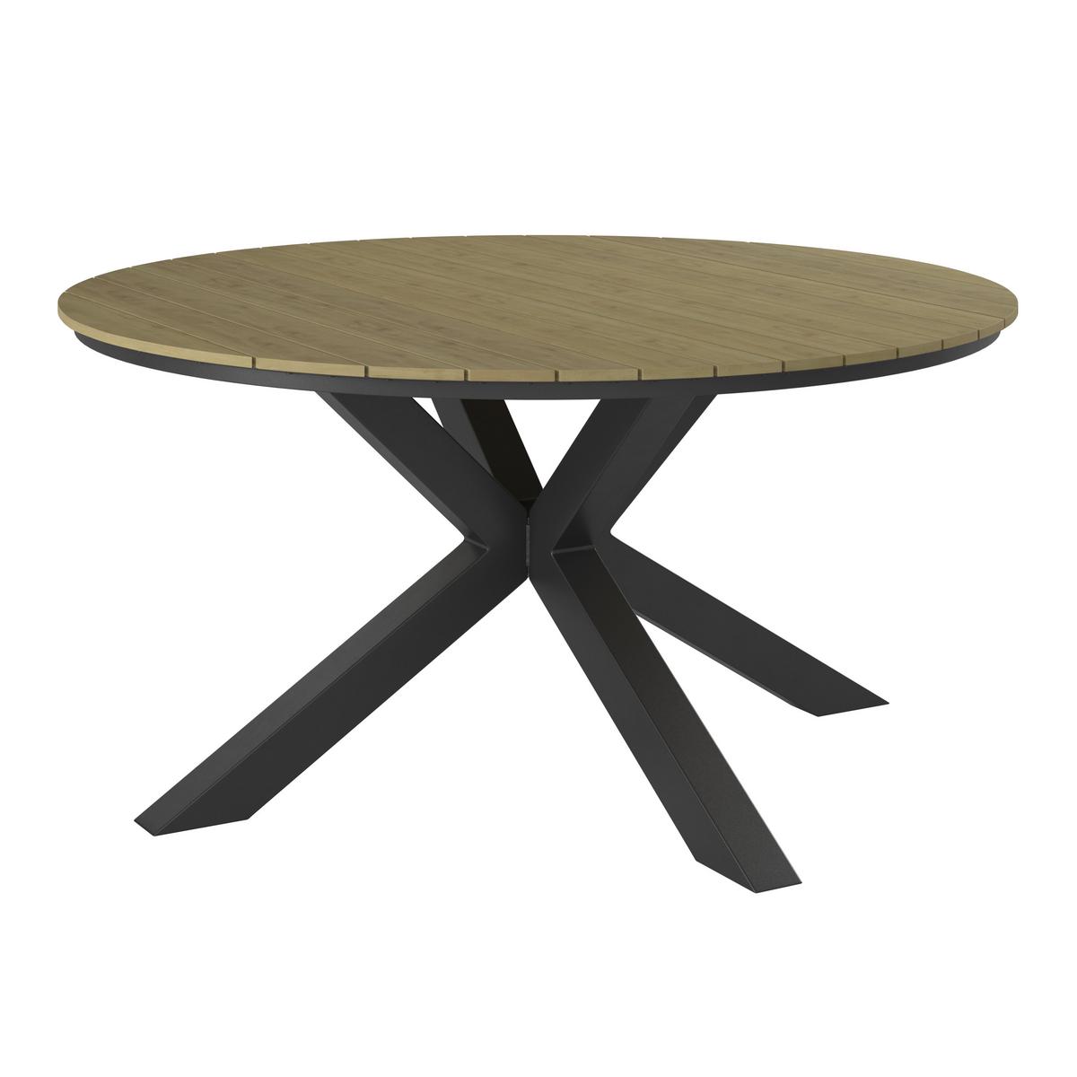 STÓŁ OGRODOWY PICONE - kolor naturalny/ciemnoszary, Modern, tworzywo sztuczne/metal (150/75/150cm) - Ambia Garden