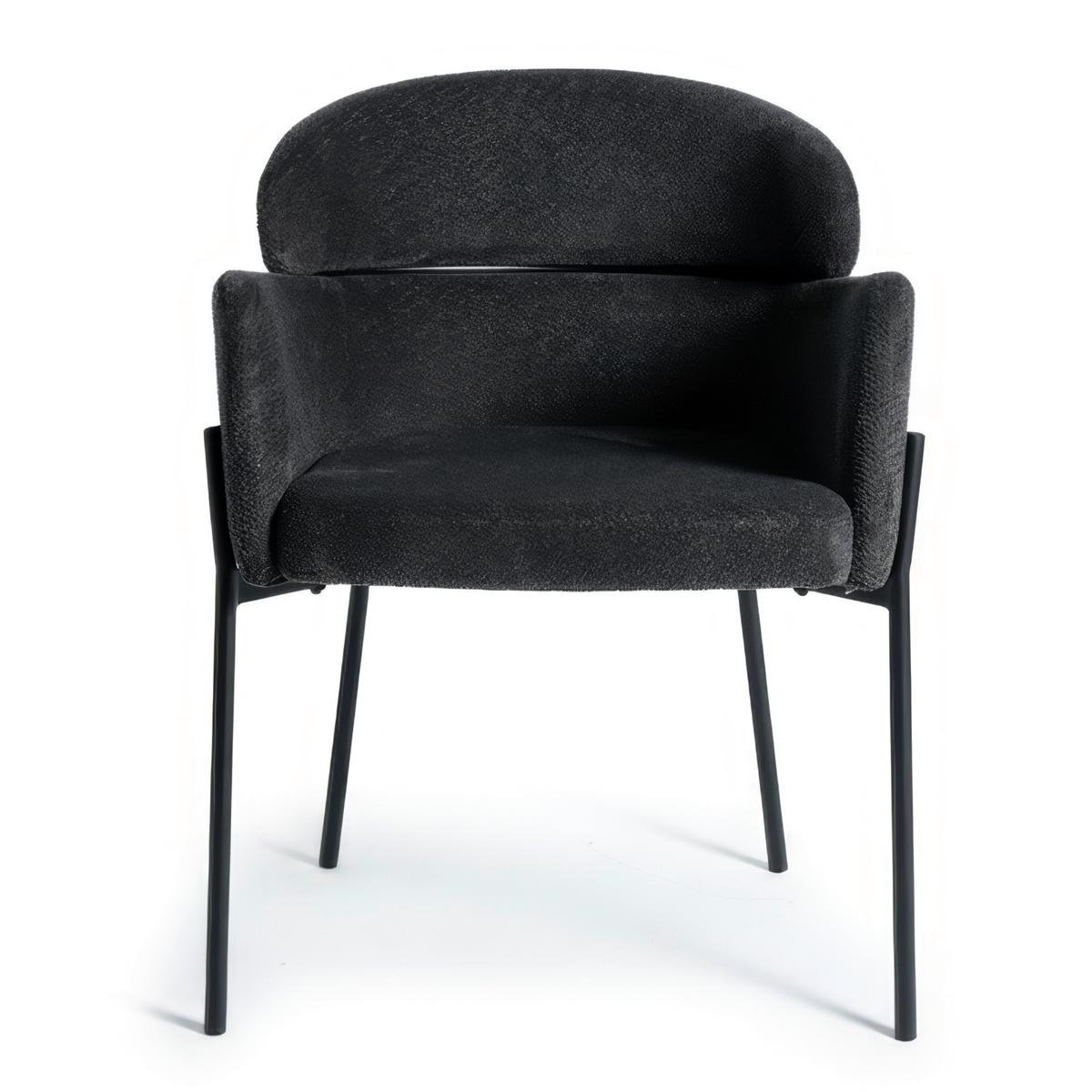 Armlehnstuhl Chloe Schwarz Webstoff Gepolstert - Schwarz, MODERN, Textil/Metall (62/79/59,5cm) - Bessagi Home