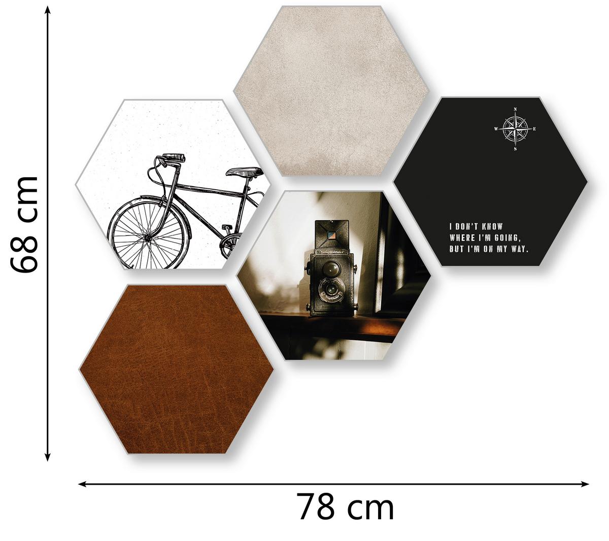 Képszett Hexagon - barna/fekete, műanyag (30/25cm) - Modern Living