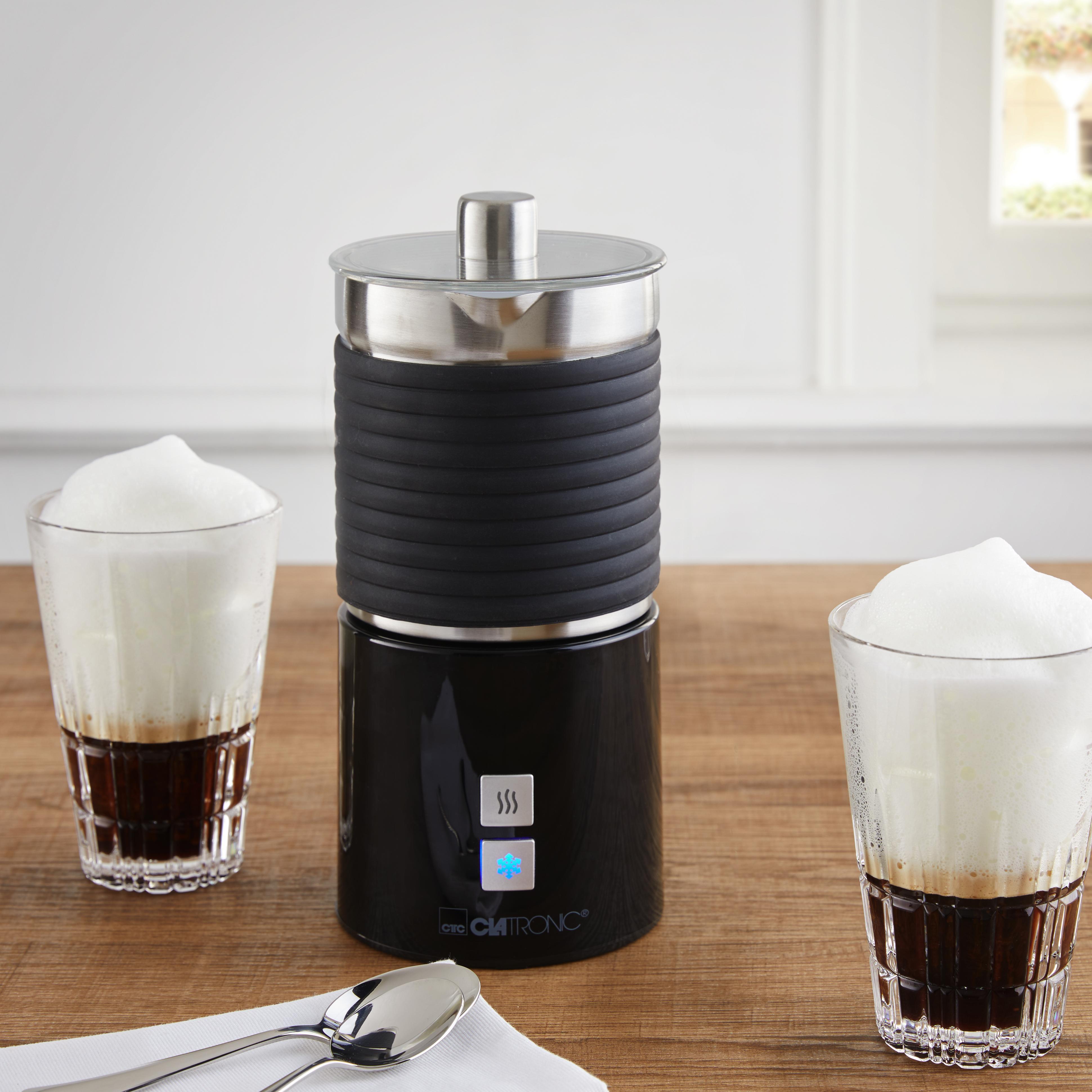 Milchschäumer Clatronic - Edelstahlfarben/Schwarz, MODERN, Kunststoff/Metall (14,5/24/12,5cm) - Clatronic