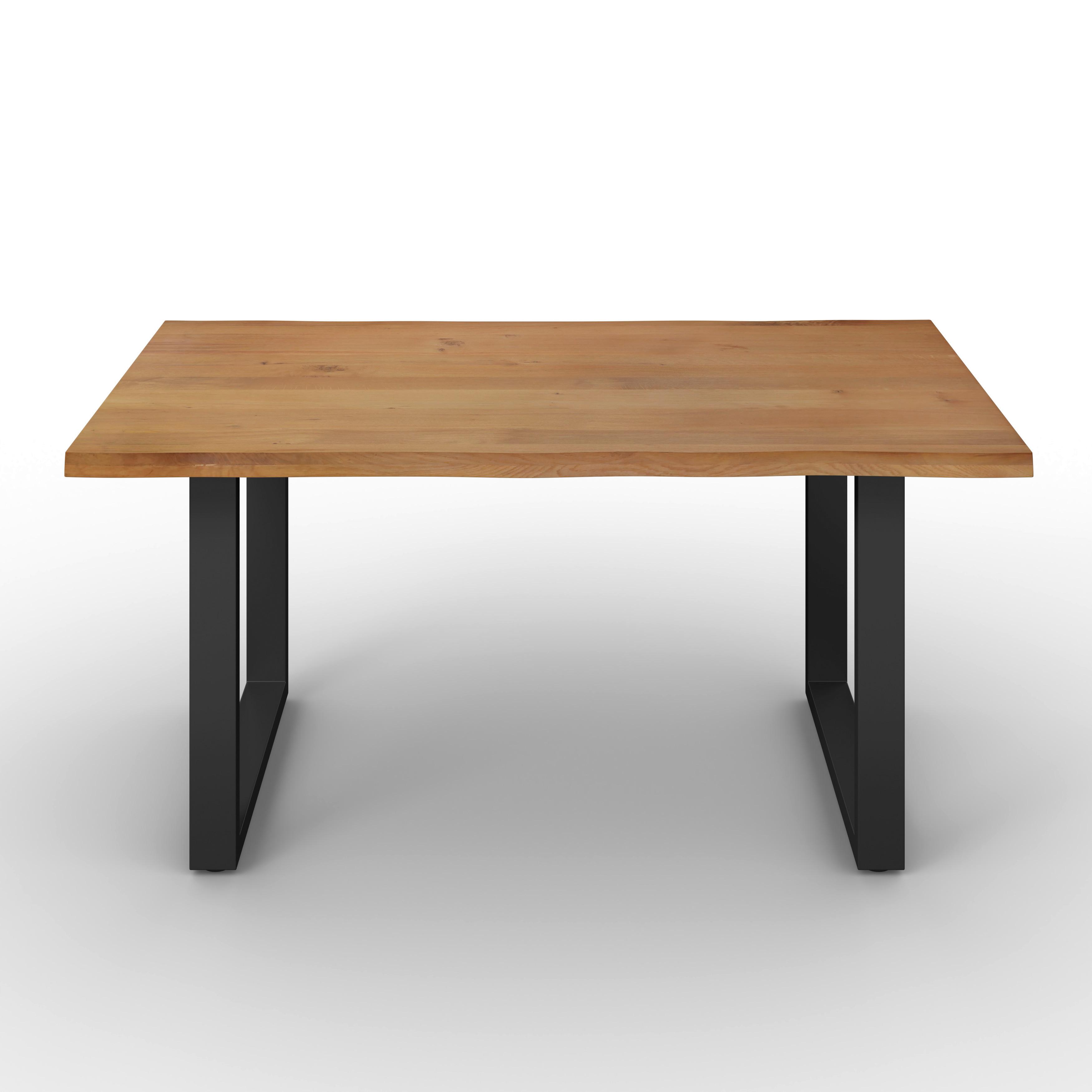 Esstisch Dan in Holz Eiche massiv ca. 160x90 cm - Eichefarben, MODERN, Holz/Metall (160/90/76cm) - Bessagi Home